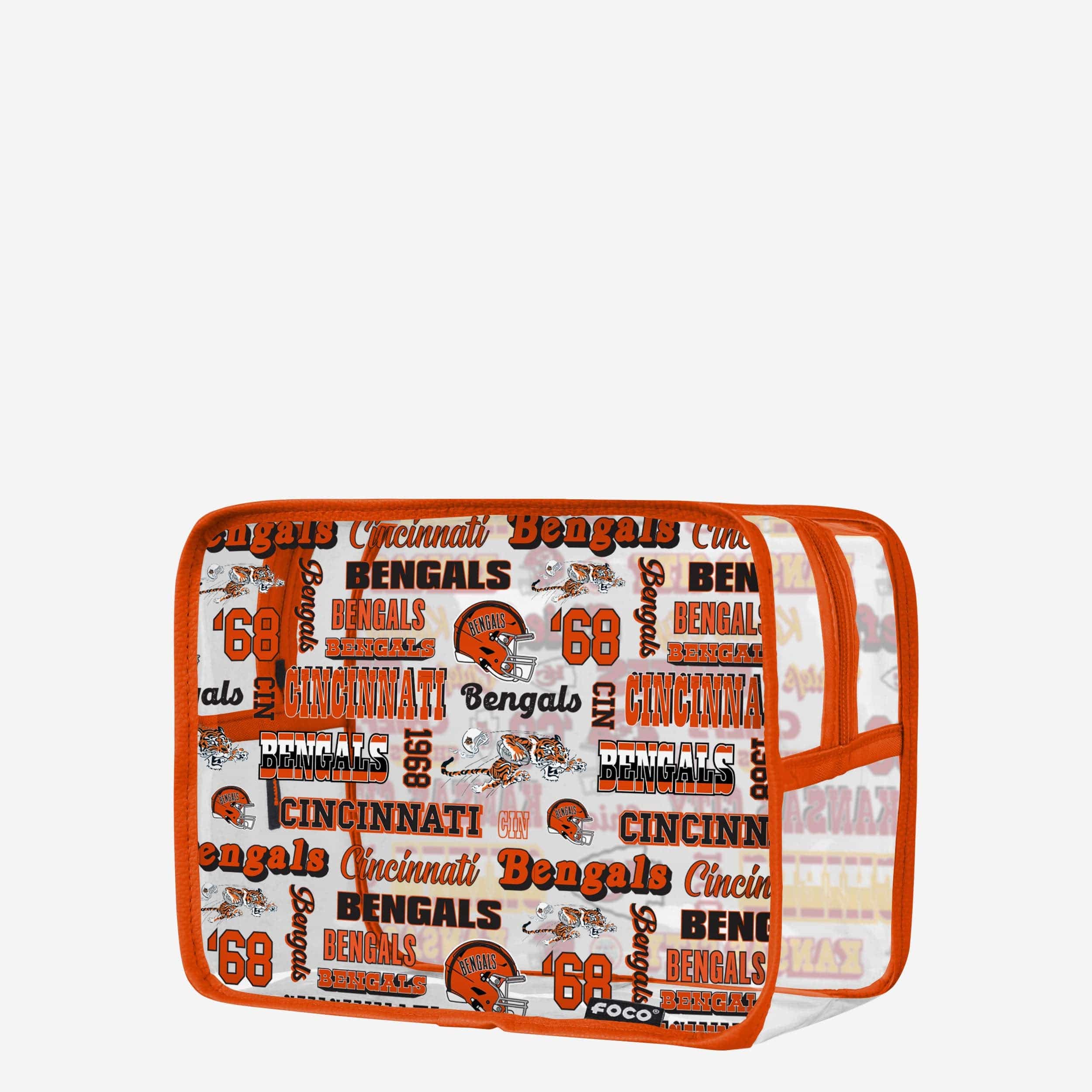 Cincinnati Bengals Retro Repeat Print Clear Cosmetic Bag - Show Your Fandom!