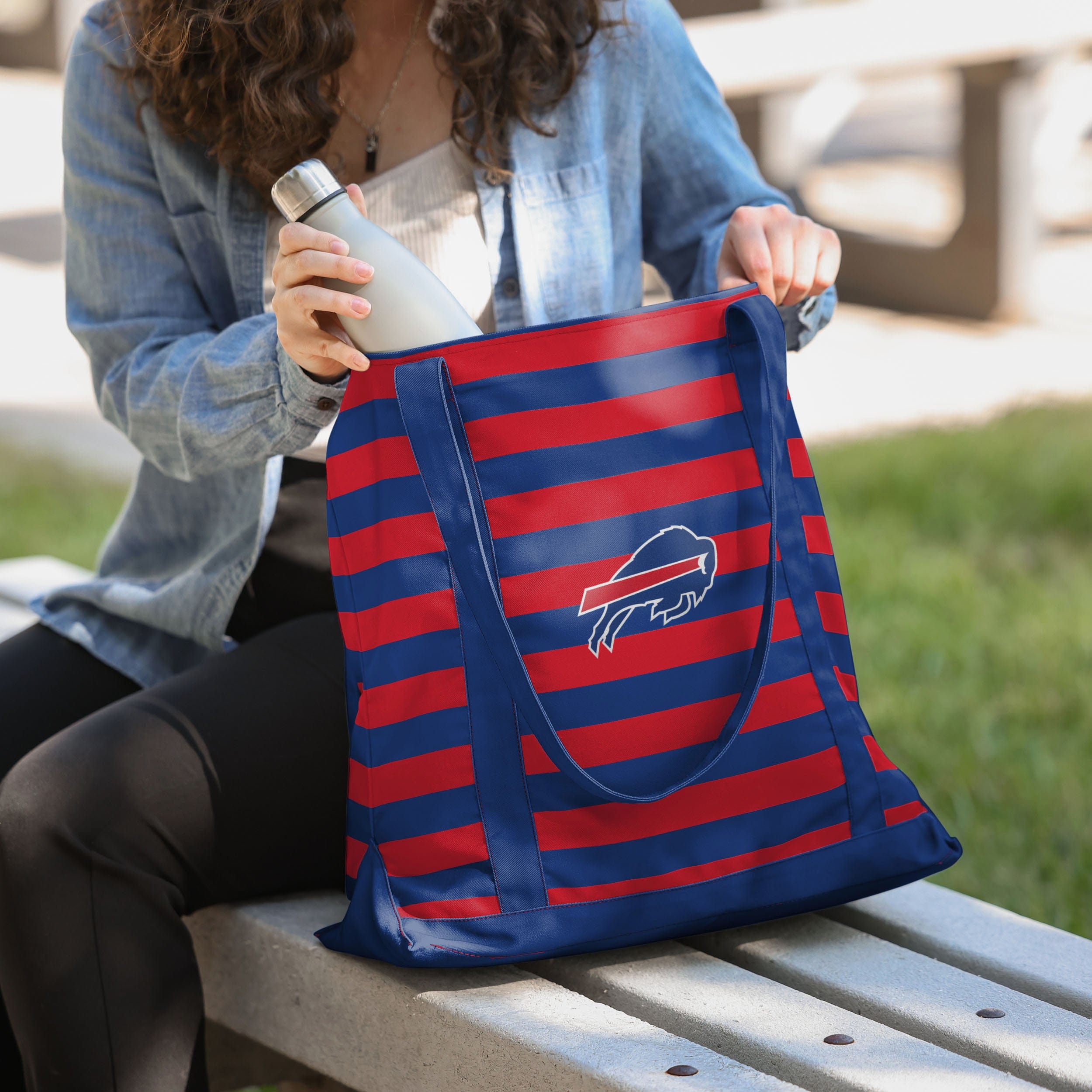 Buffalo Bills Team Stripe Canvas Tote Bag - Show Your Fandom in Style!