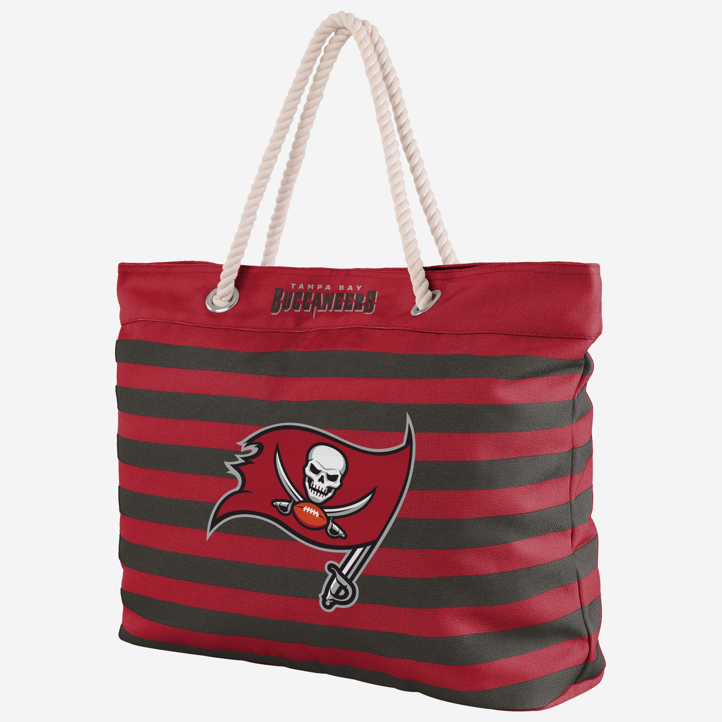 Show Your Team Spirit with the Tampa Bay Buccaneers Nautical Stripe Tote Bag