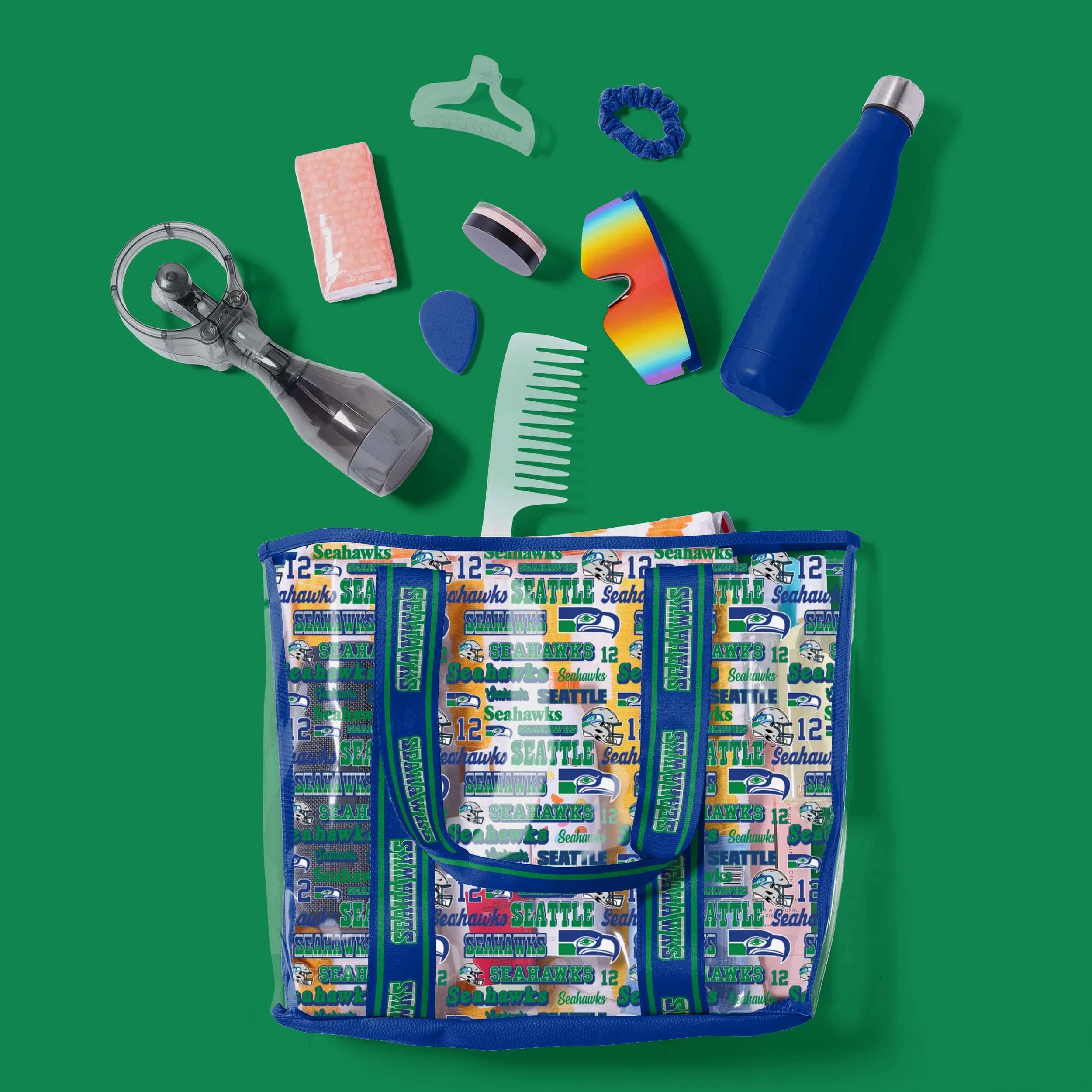 Seattle Seahawks Stunning Retro Print Clear Tote Bag - Show Your Fandom!
