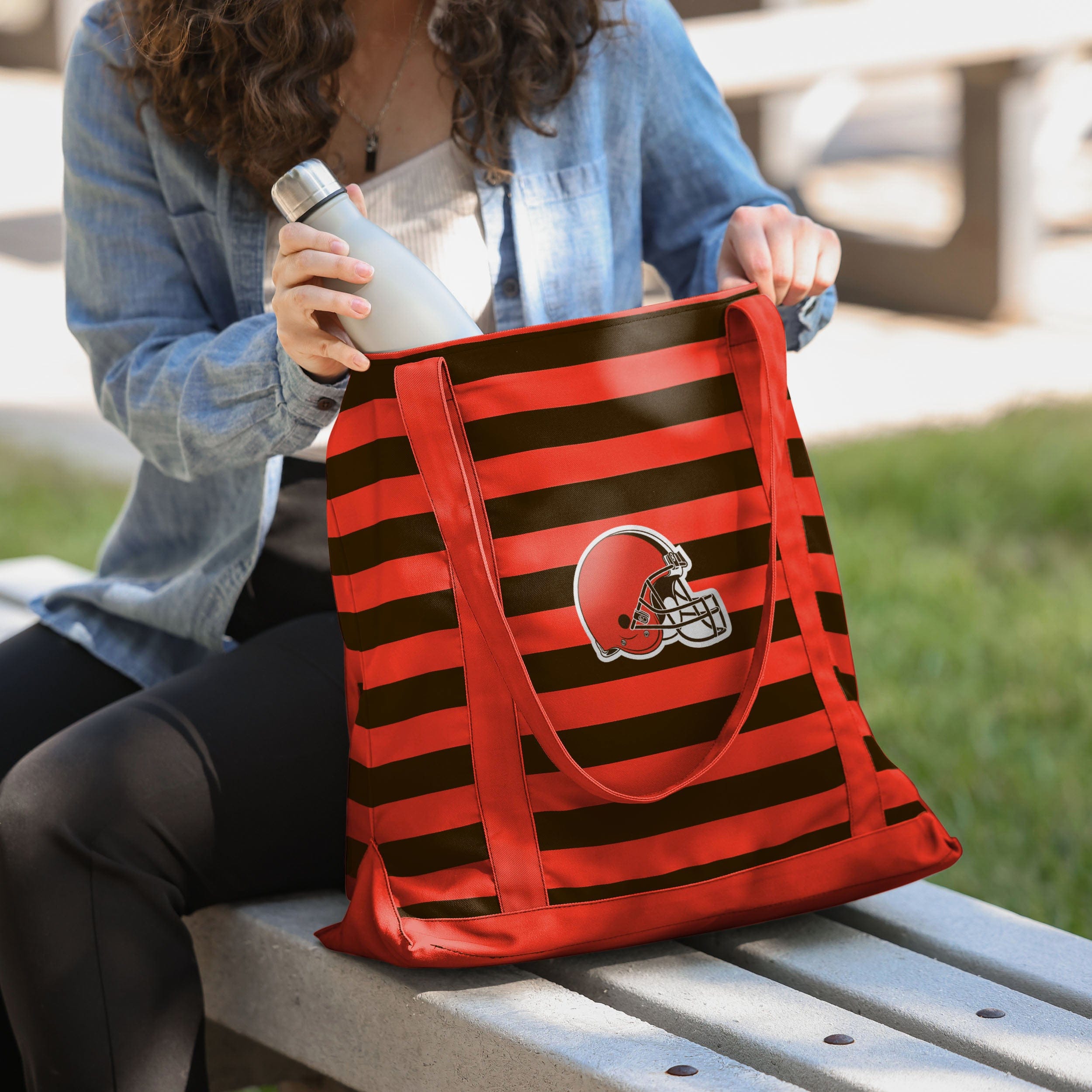 Cleveland Browns Team Stripe Canvas Tote Bag - Show Your Fandom!