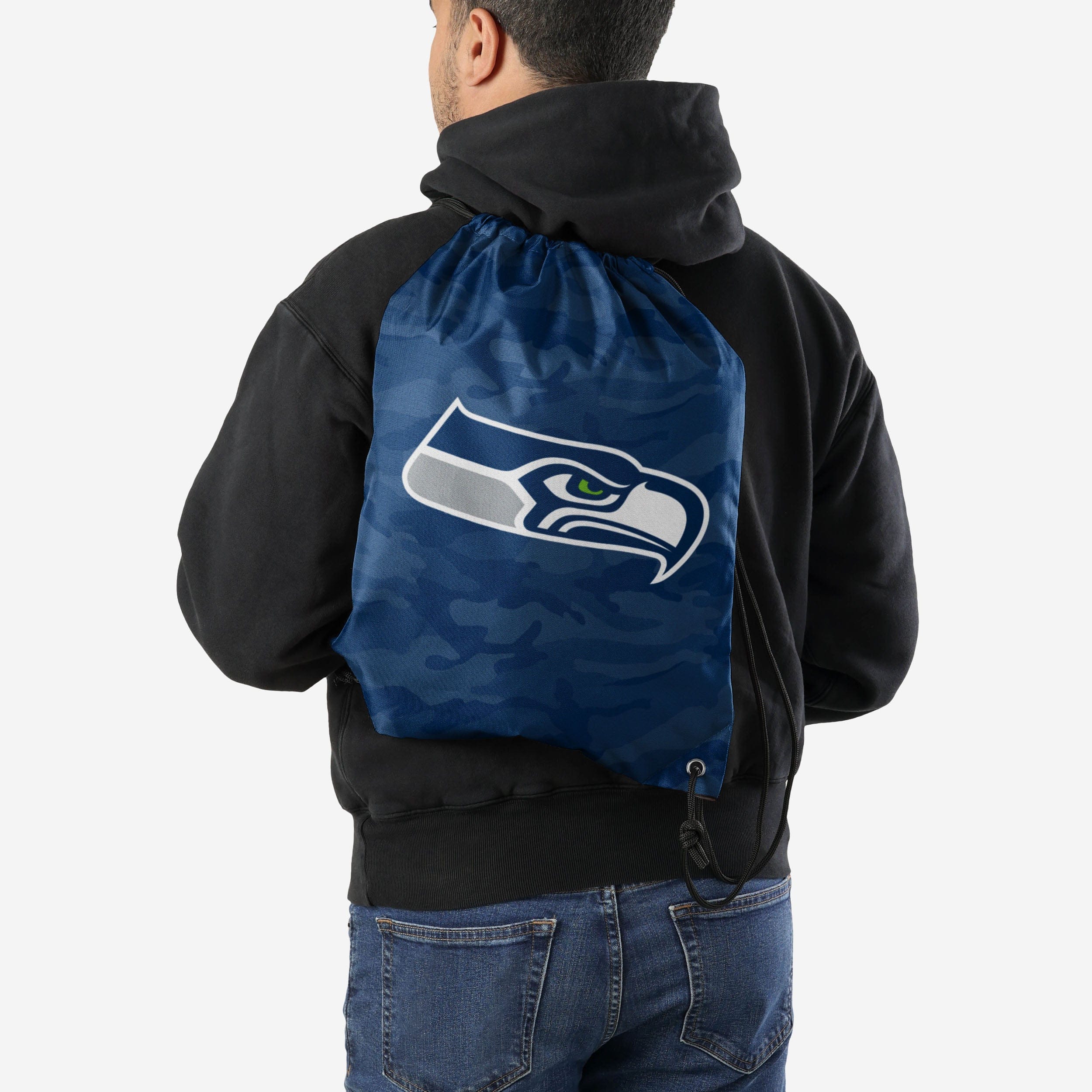 Seattle Seahawks Big Logo Camo Drawstring Backpack - Stand Out with Team Spirit!