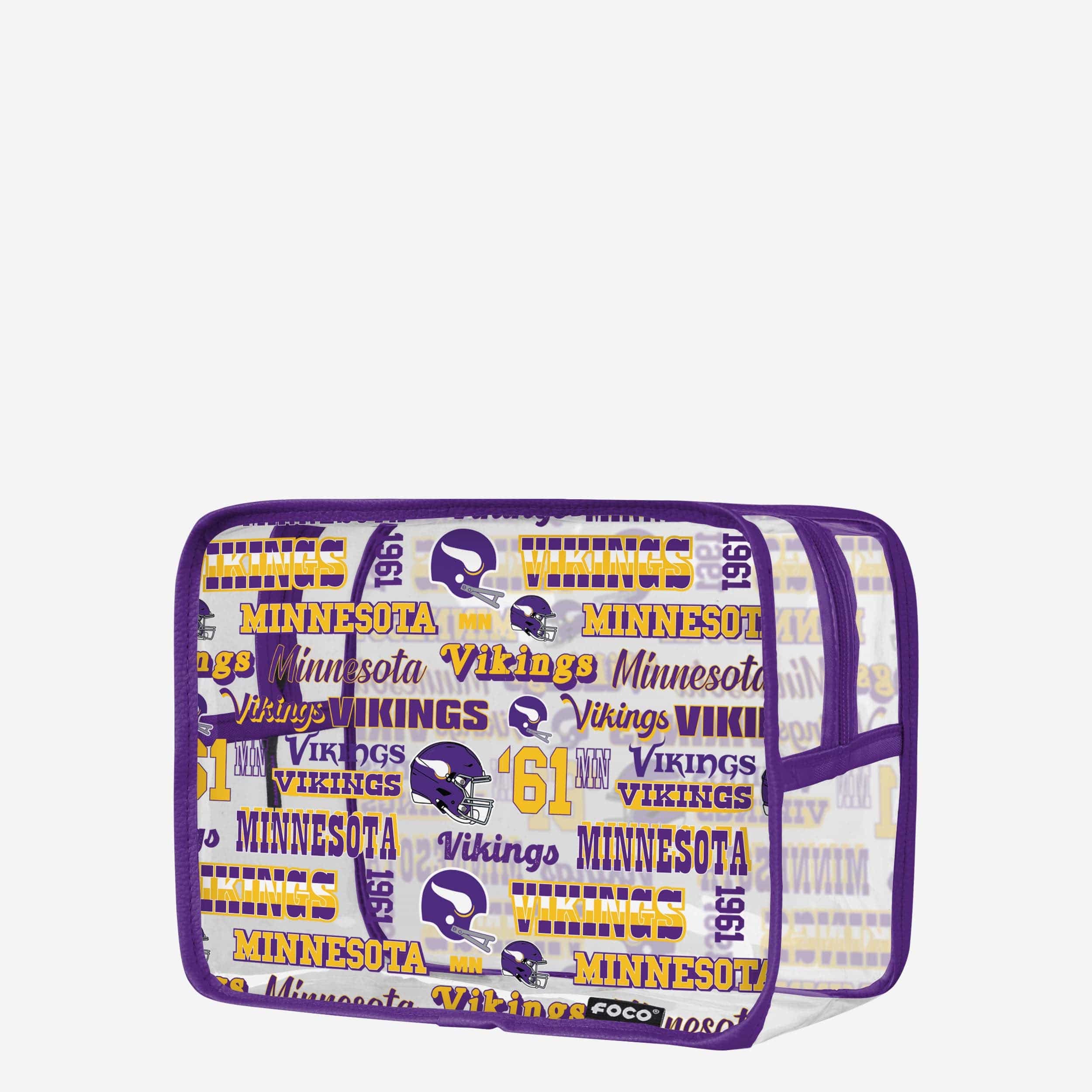 Minnesota Vikings Retro Repeat Print Clear Cosmetic Bag - Show Your Team Spirit!