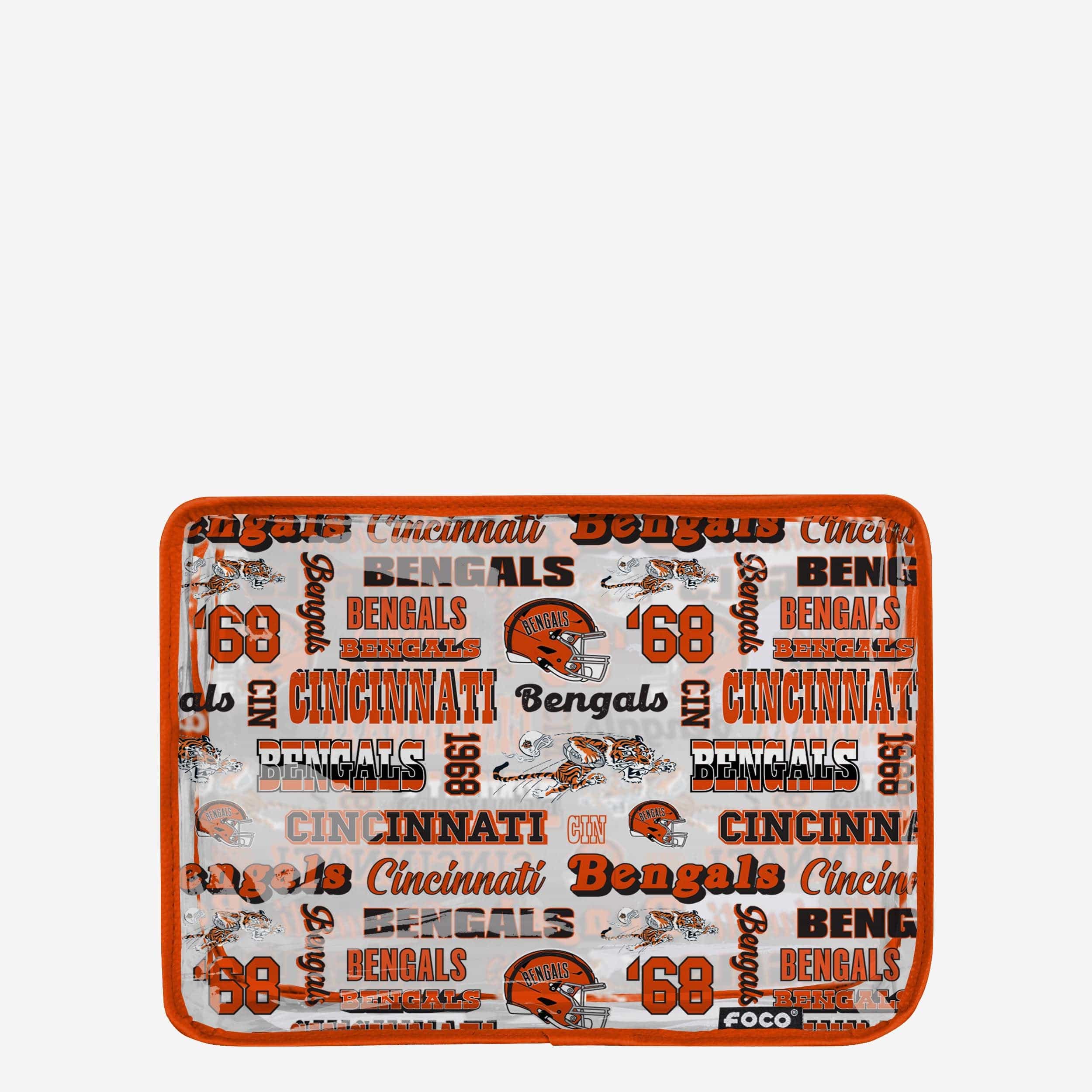Cincinnati Bengals Retro Repeat Print Clear Cosmetic Bag - Show Your Fandom!