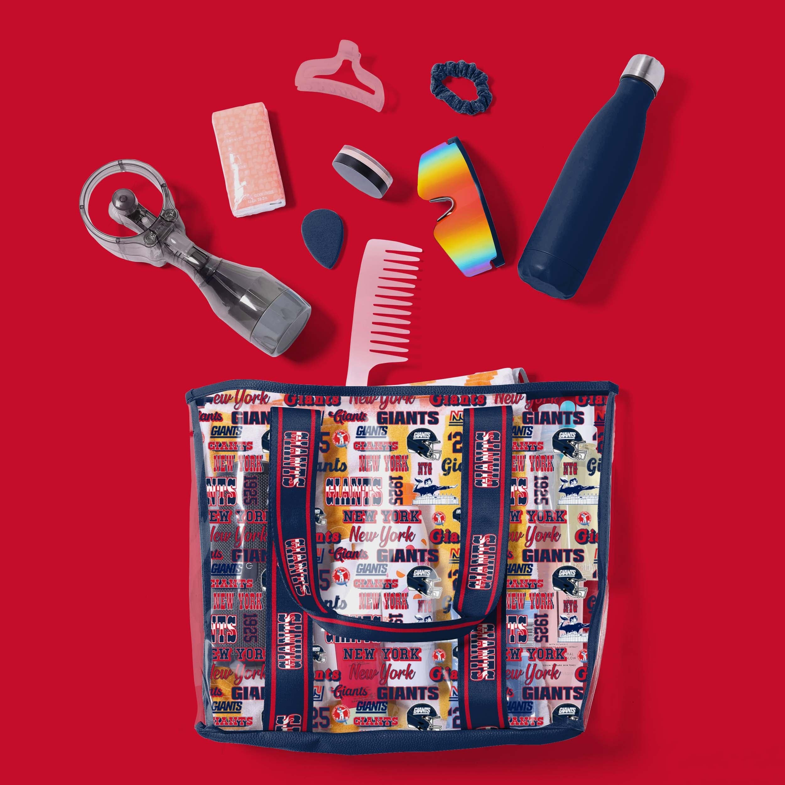 New York Giants Retro Repeat Print Clear Tote Bag - Show Your Fandom!