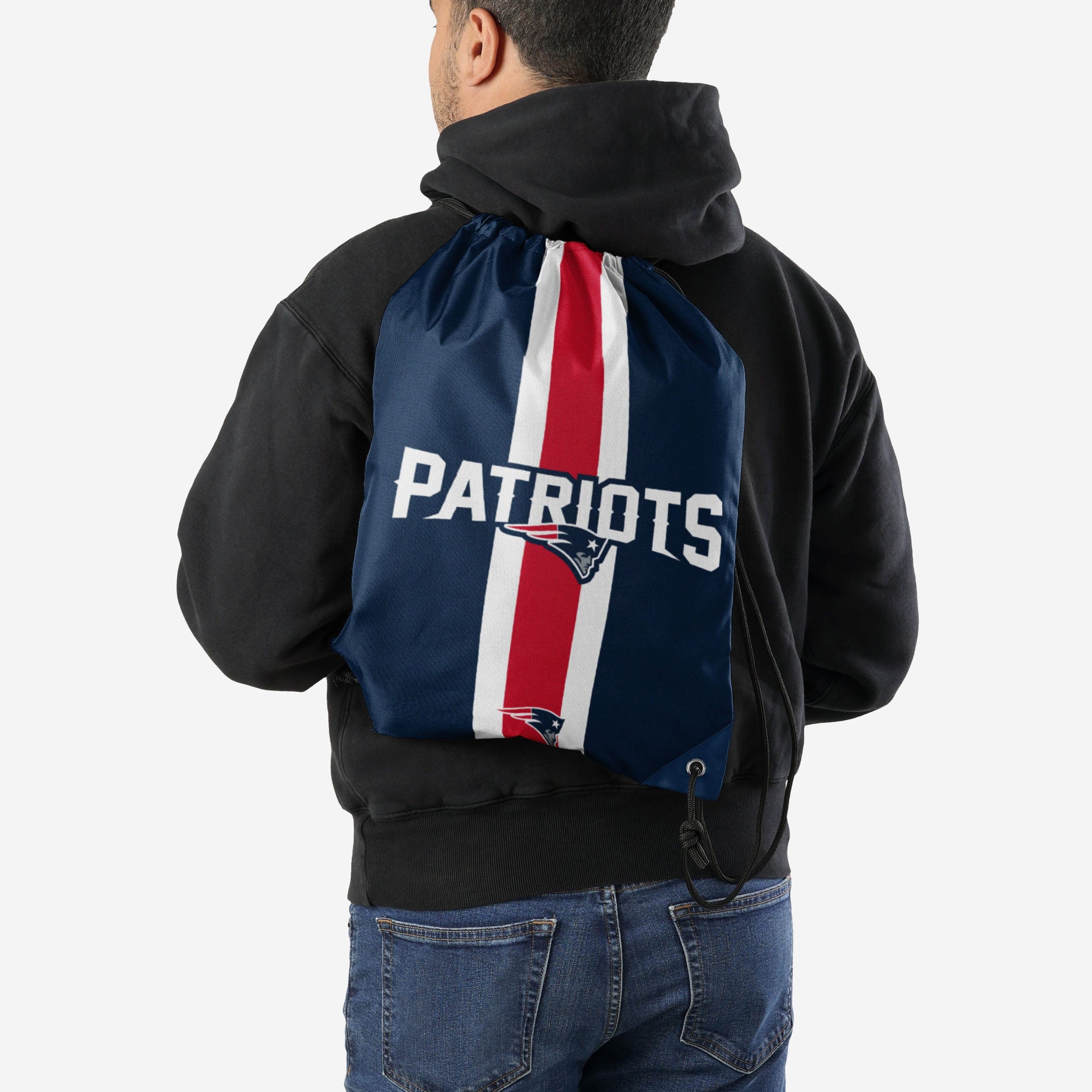 New England Patriots Team Stripe Wordmark Drawstring Backpack - The Ultimate Fan Gear