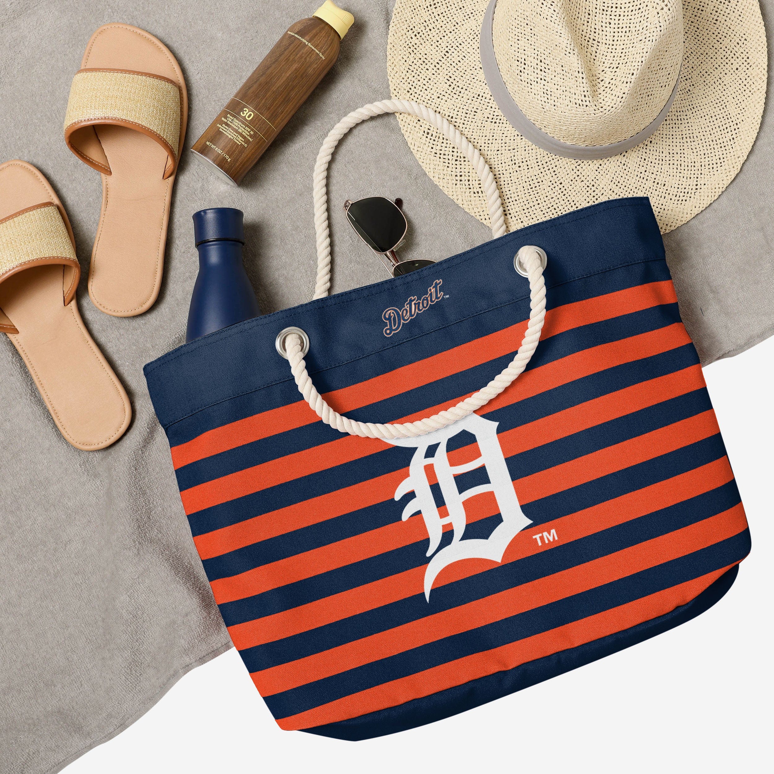 Detroit Tigers Nautical Stripe Tote Bag - Show Your Team Spirit!