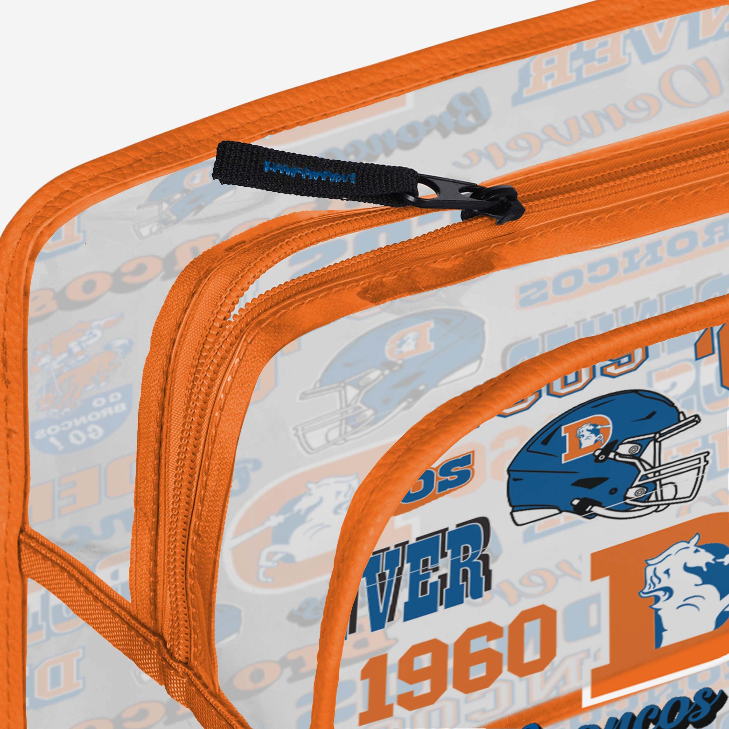 Denver Broncos Retro Print Clear Cosmetic Bag - Show Your Team Spirit!