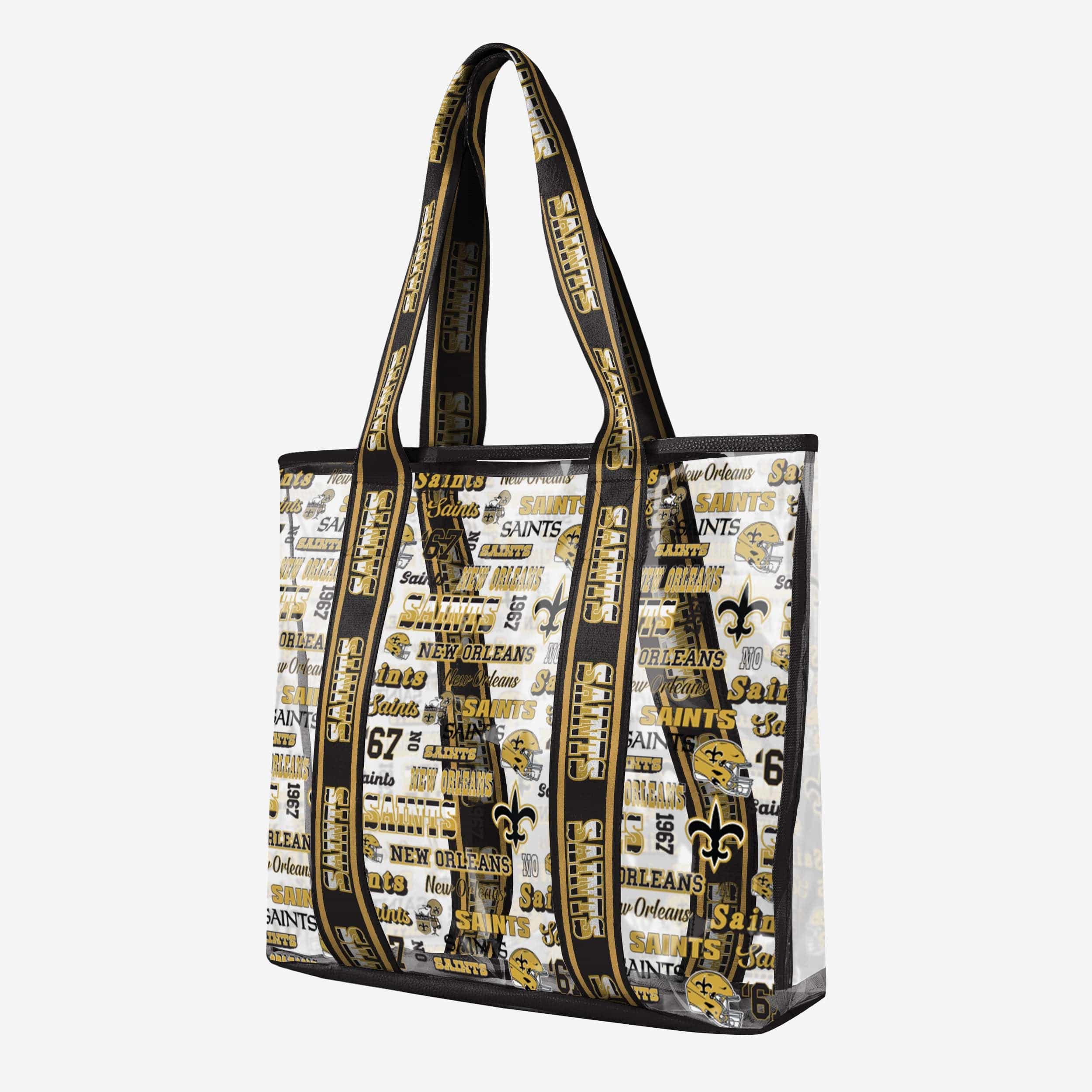 New Orleans Saints Retro Repeat Print Clear Tote Bag - Show Your Fandom!