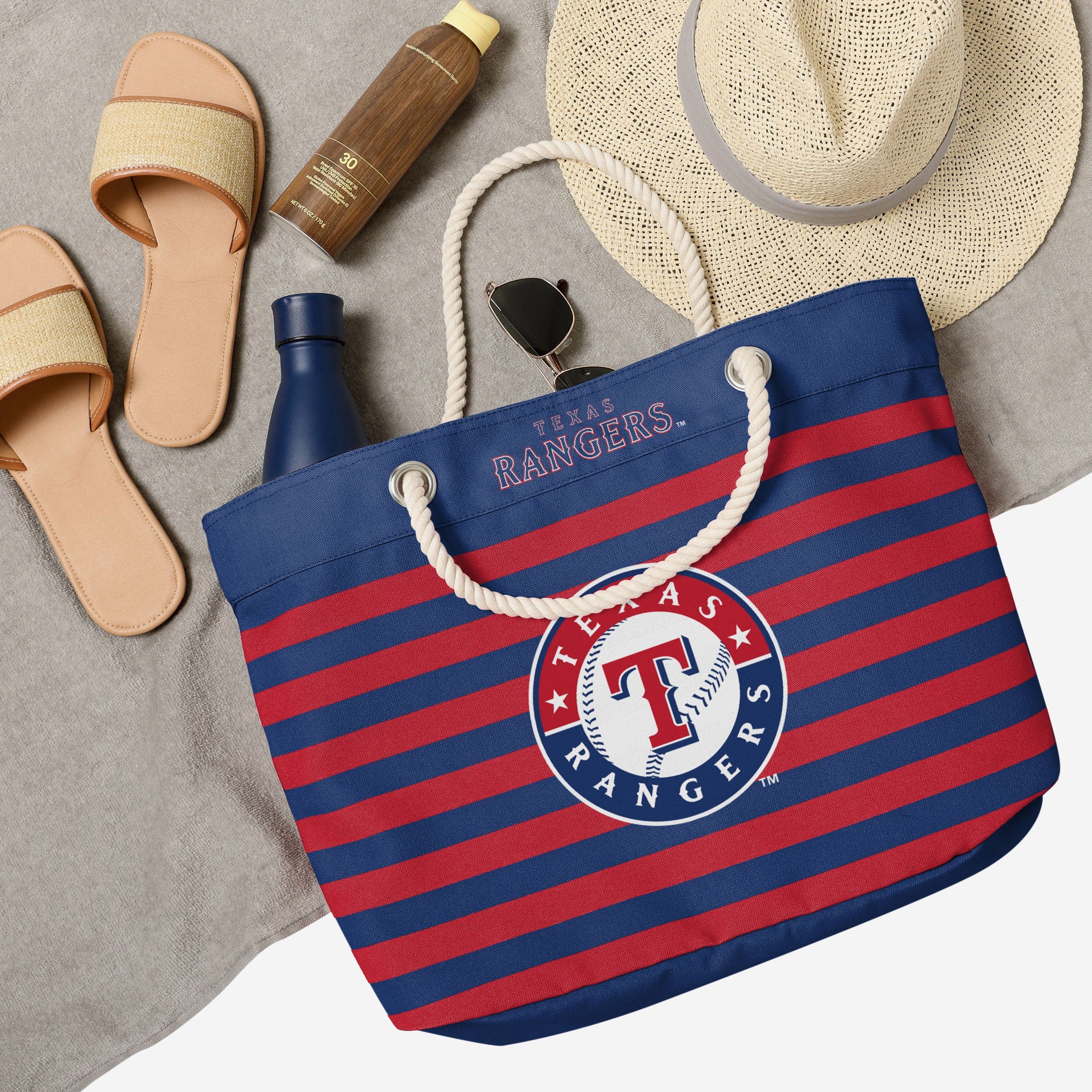 Texas Rangers Nautical Stripe Tote Bag - Show Your Team Spirit!