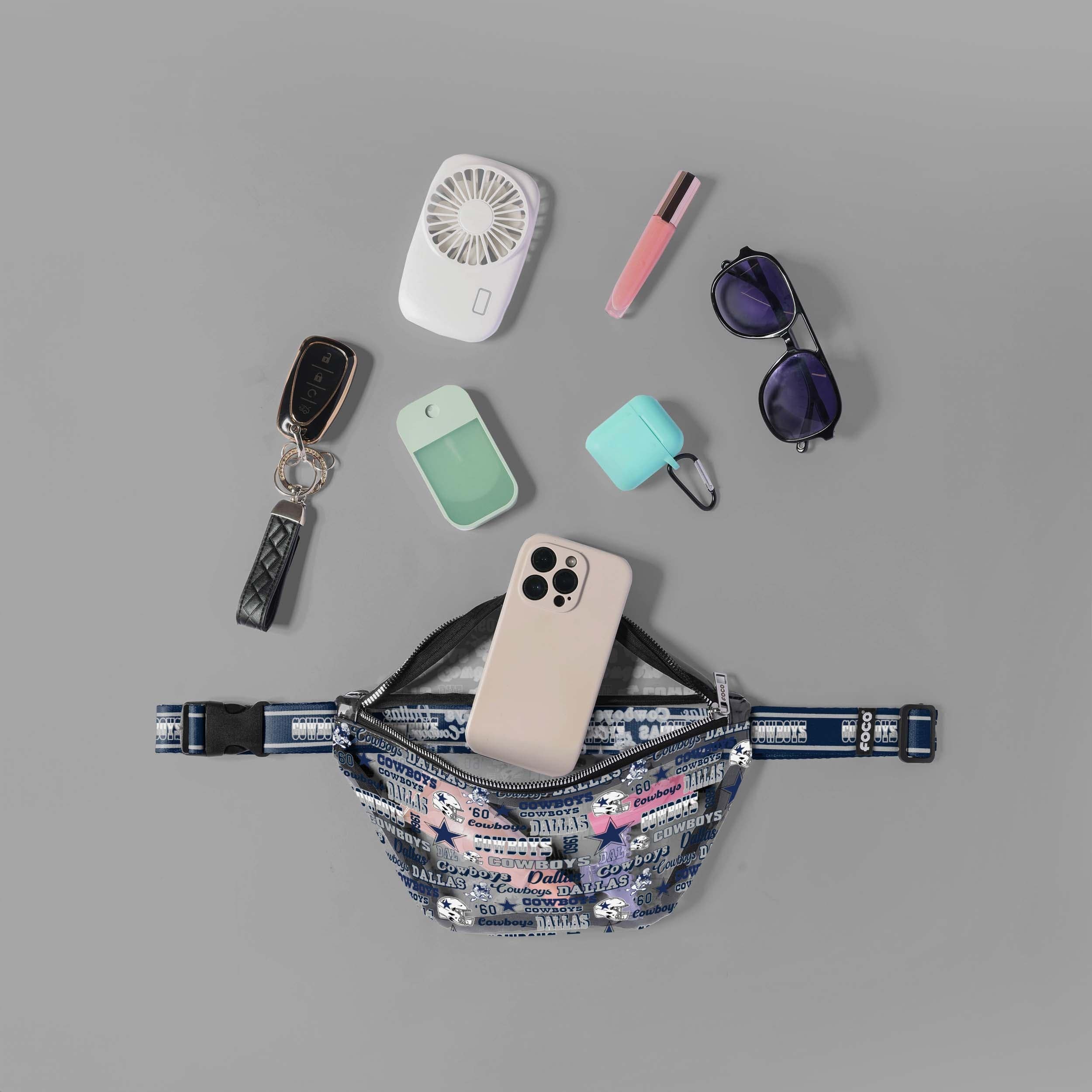 Dallas Cowboys Retro Repeat Print Clear Fanny Pack - A Must - Have for Fans!
