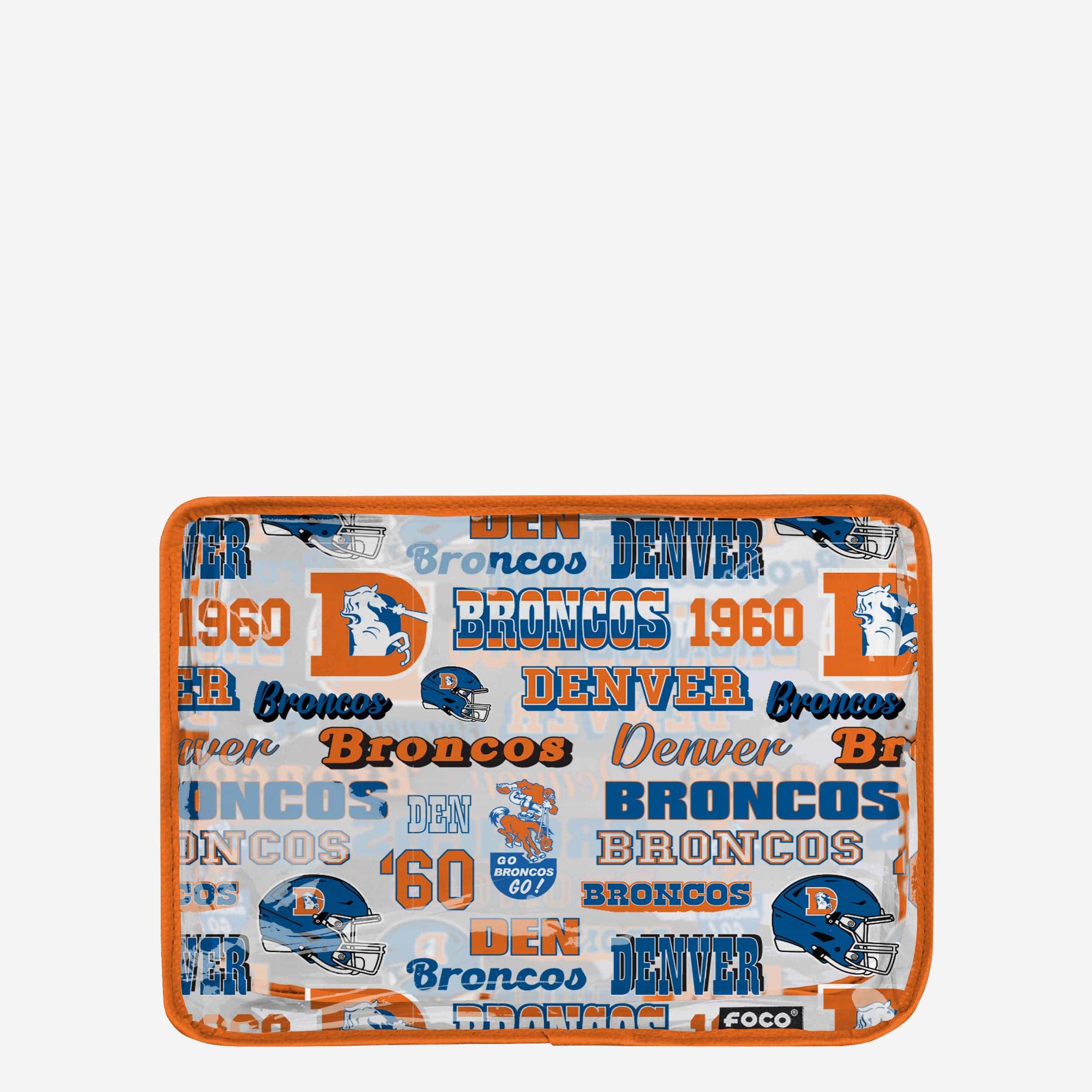 Denver Broncos Retro Print Clear Cosmetic Bag - Show Your Team Spirit!