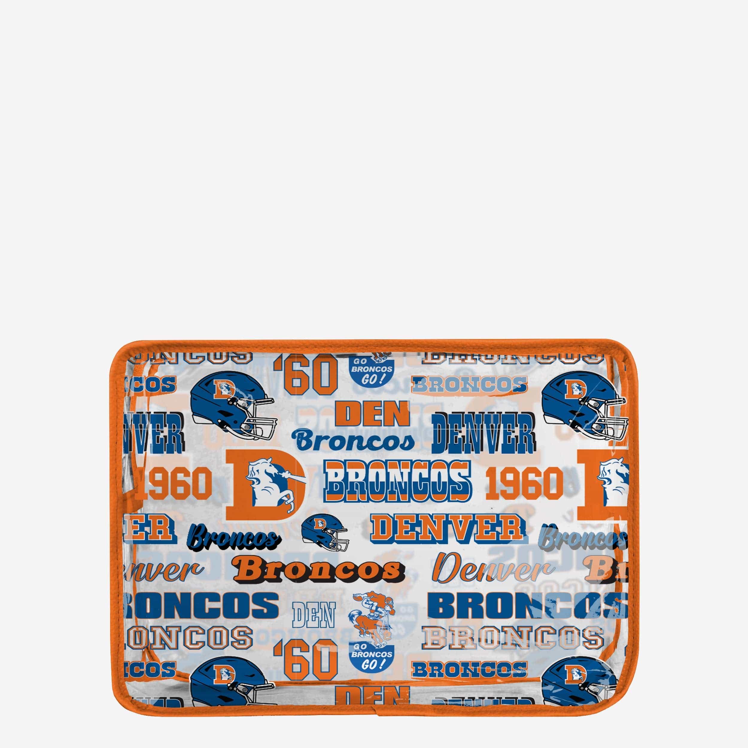Denver Broncos Retro Print Clear Cosmetic Bag - Show Your Team Spirit!