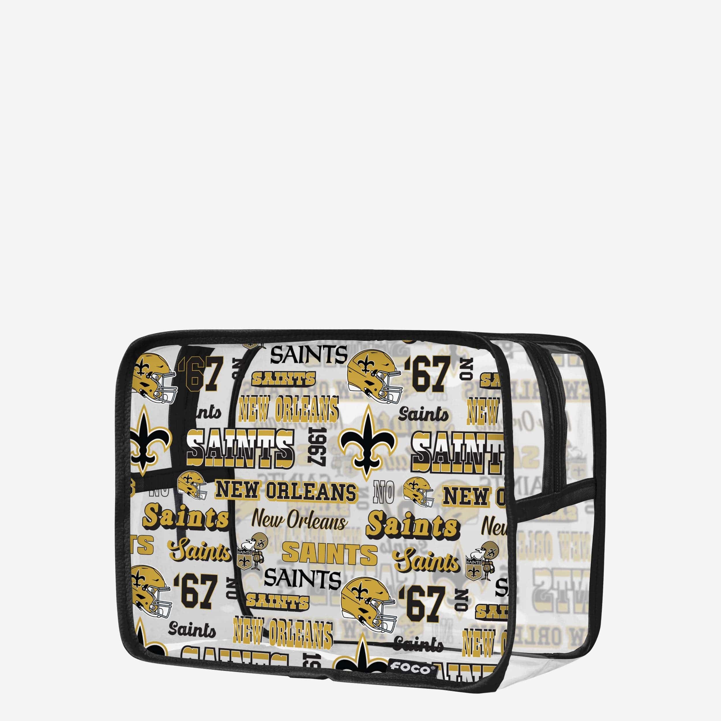 New Orleans Saints Retro Print Clear Cosmetic Bag: Show Your Team Spirit!