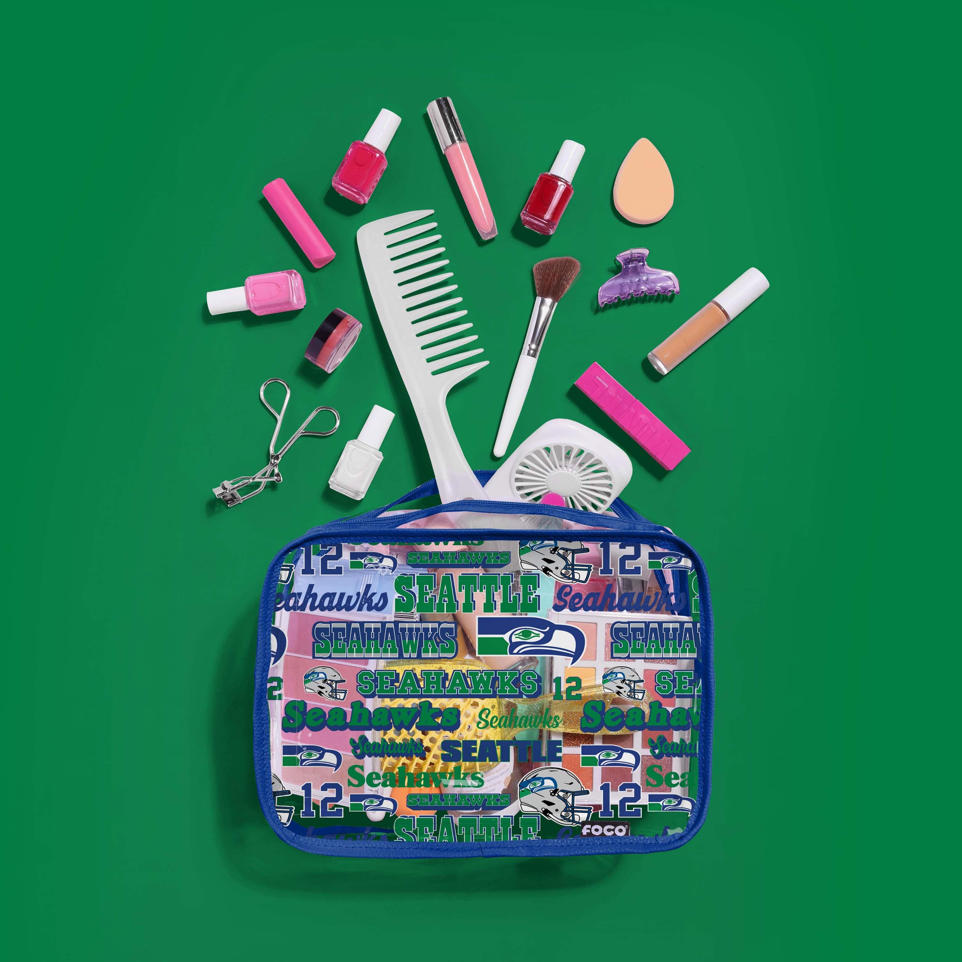 Seattle Seahawks Retro Print Clear Cosmetic Bag: Show Your Fandom!