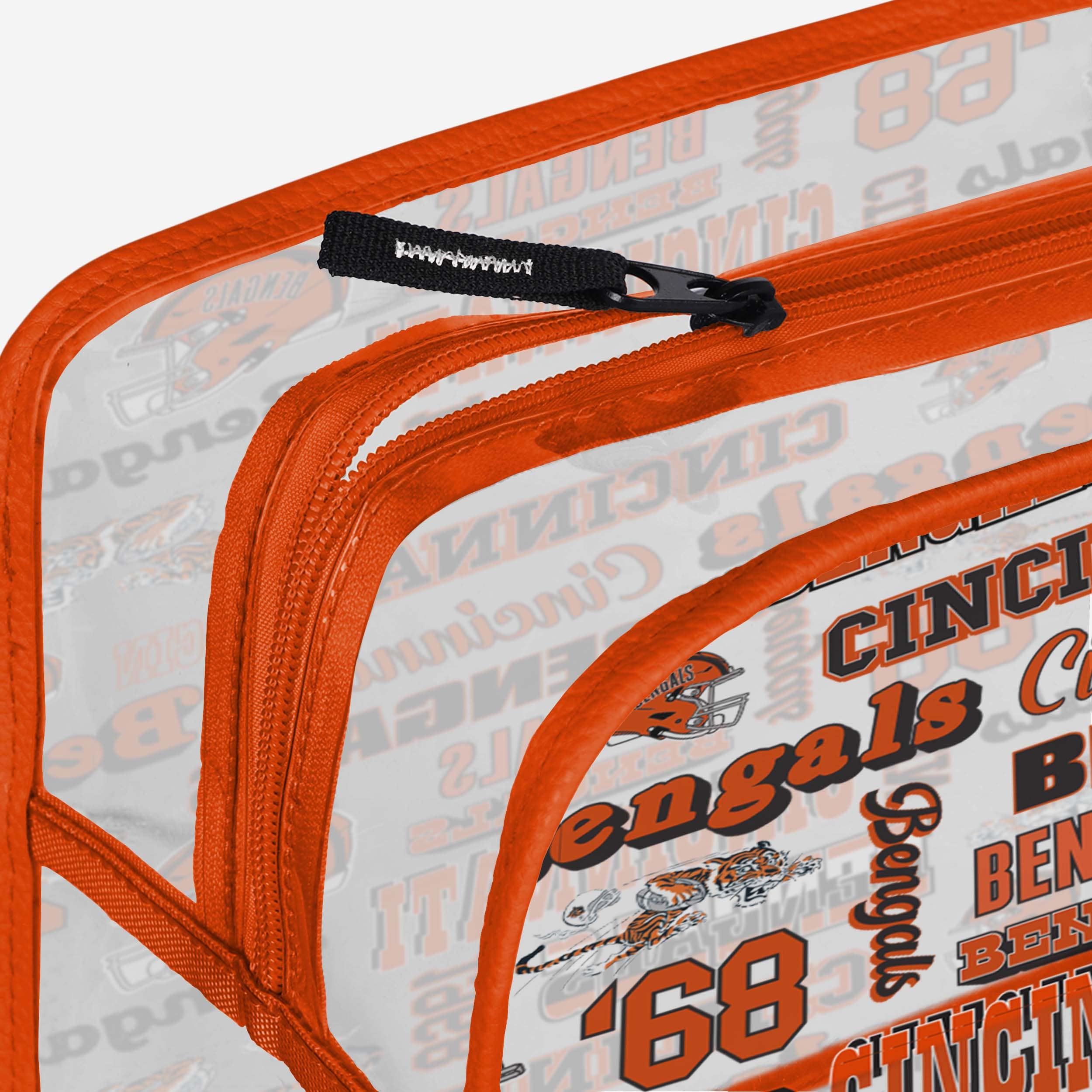 Cincinnati Bengals Retro Repeat Print Clear Cosmetic Bag - Show Your Fandom!