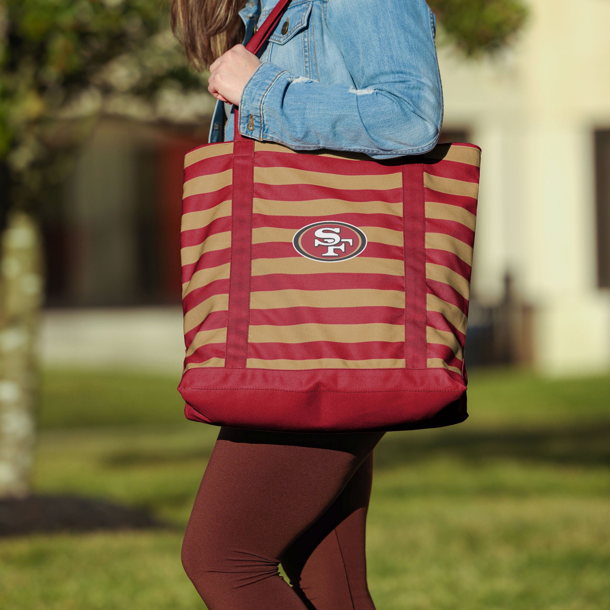 San Francisco 49ers Stylish Team Stripe Canvas Tote Bag