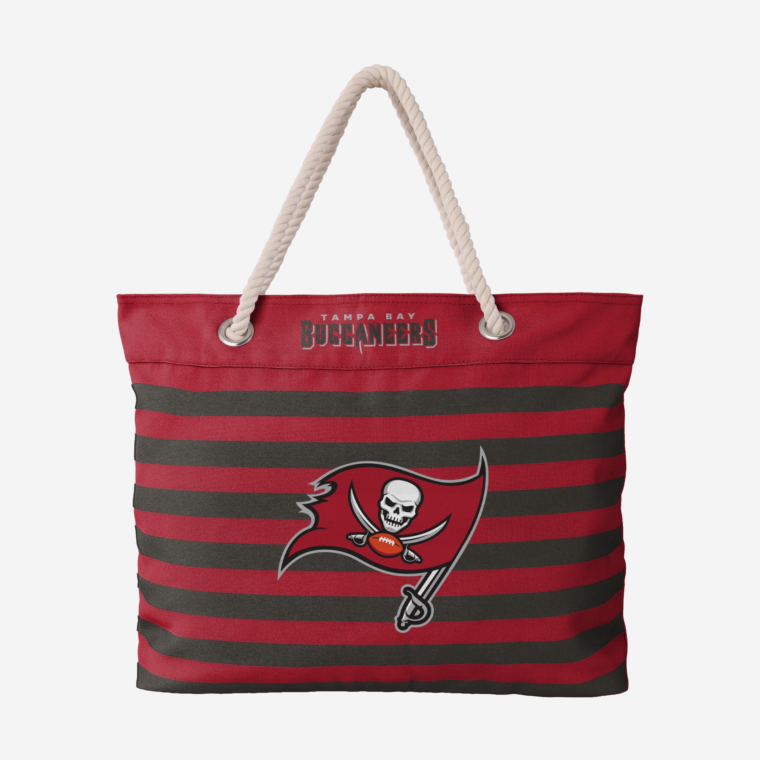 Show Your Team Spirit with the Tampa Bay Buccaneers Nautical Stripe Tote Bag
