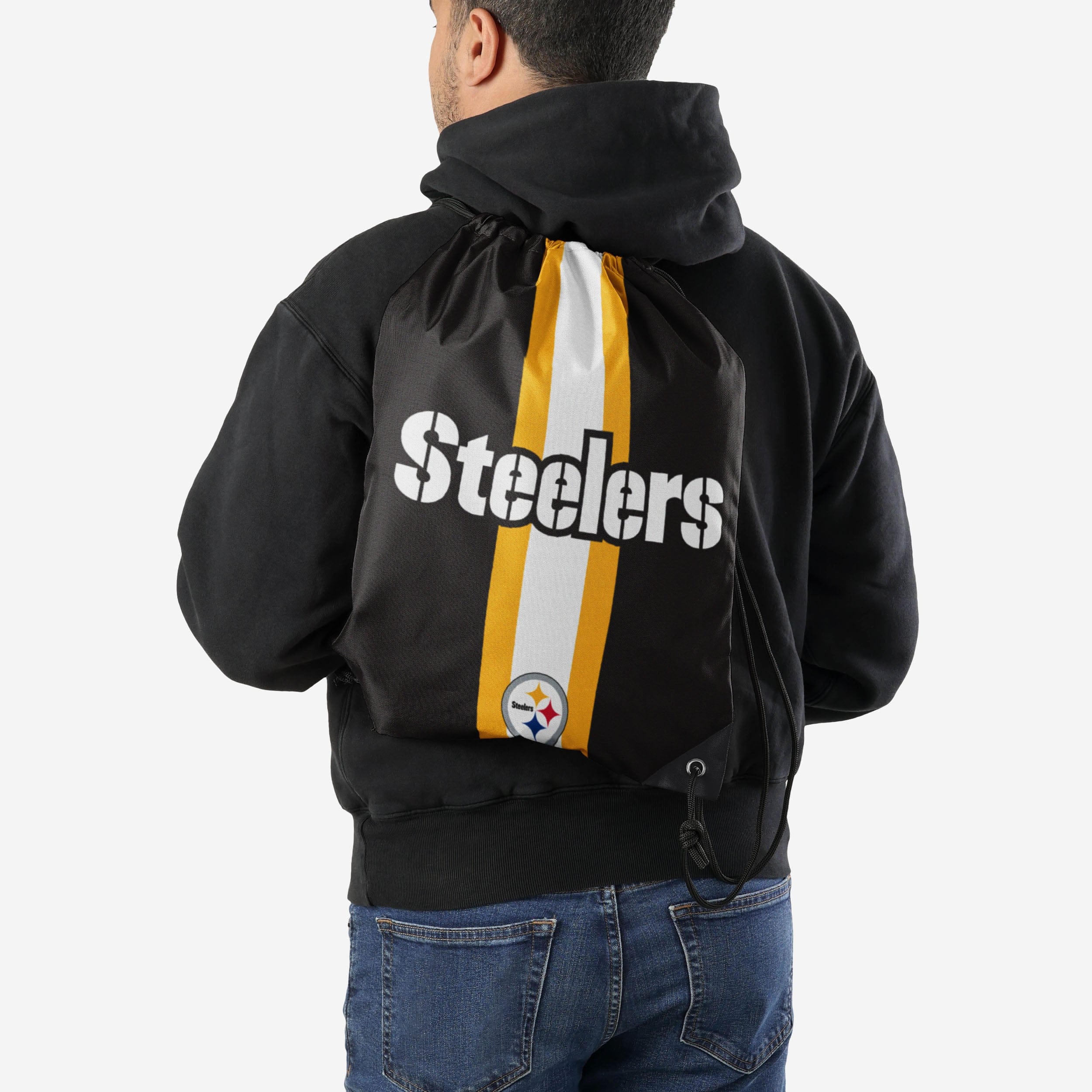 Pittsburgh Steelers Team Stripe Wordmark Drawstring Backpack - Show Your Team Spirit!