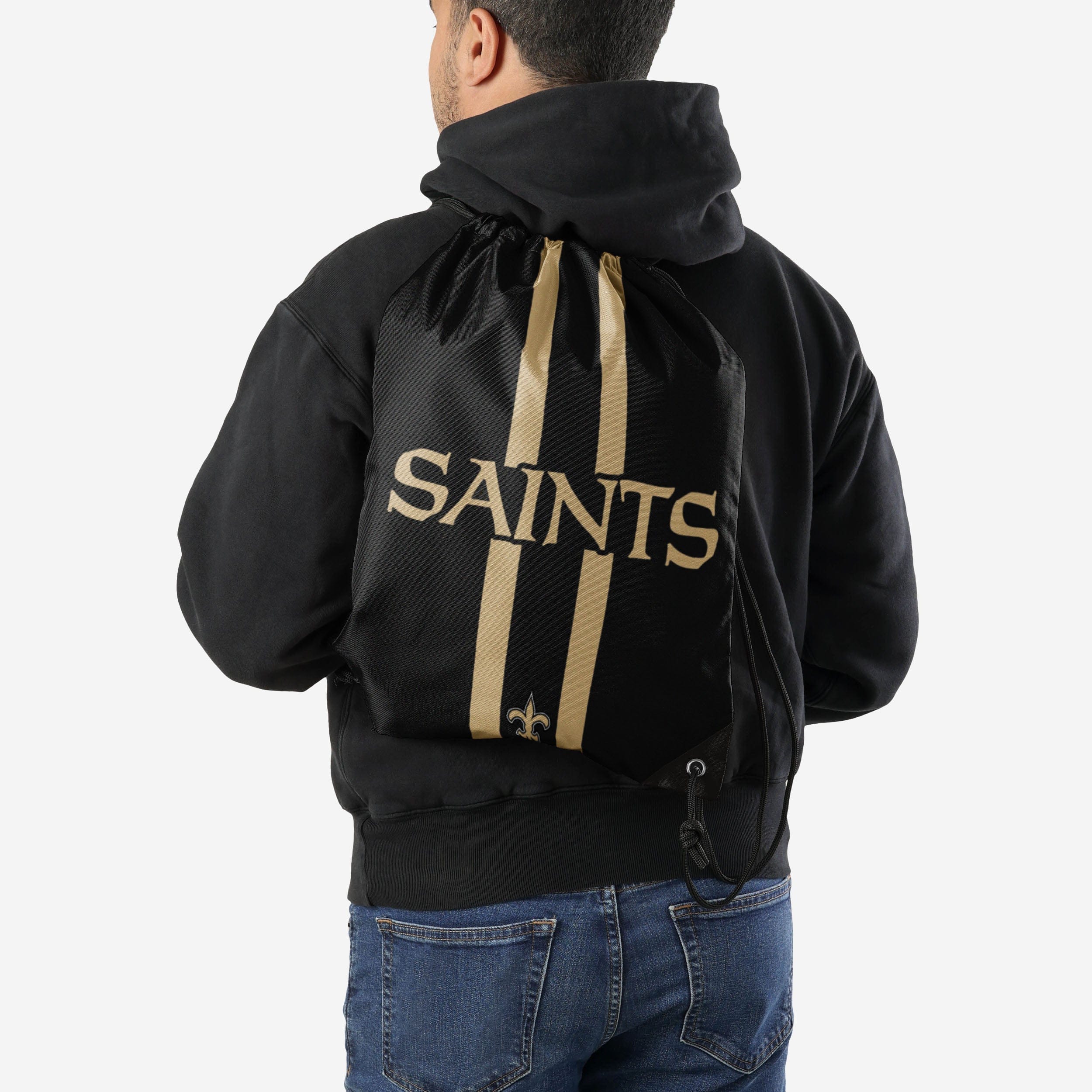 New Orleans Saints Team Stripe Wordmark Drawstring Backpack - Gear Up in Style!