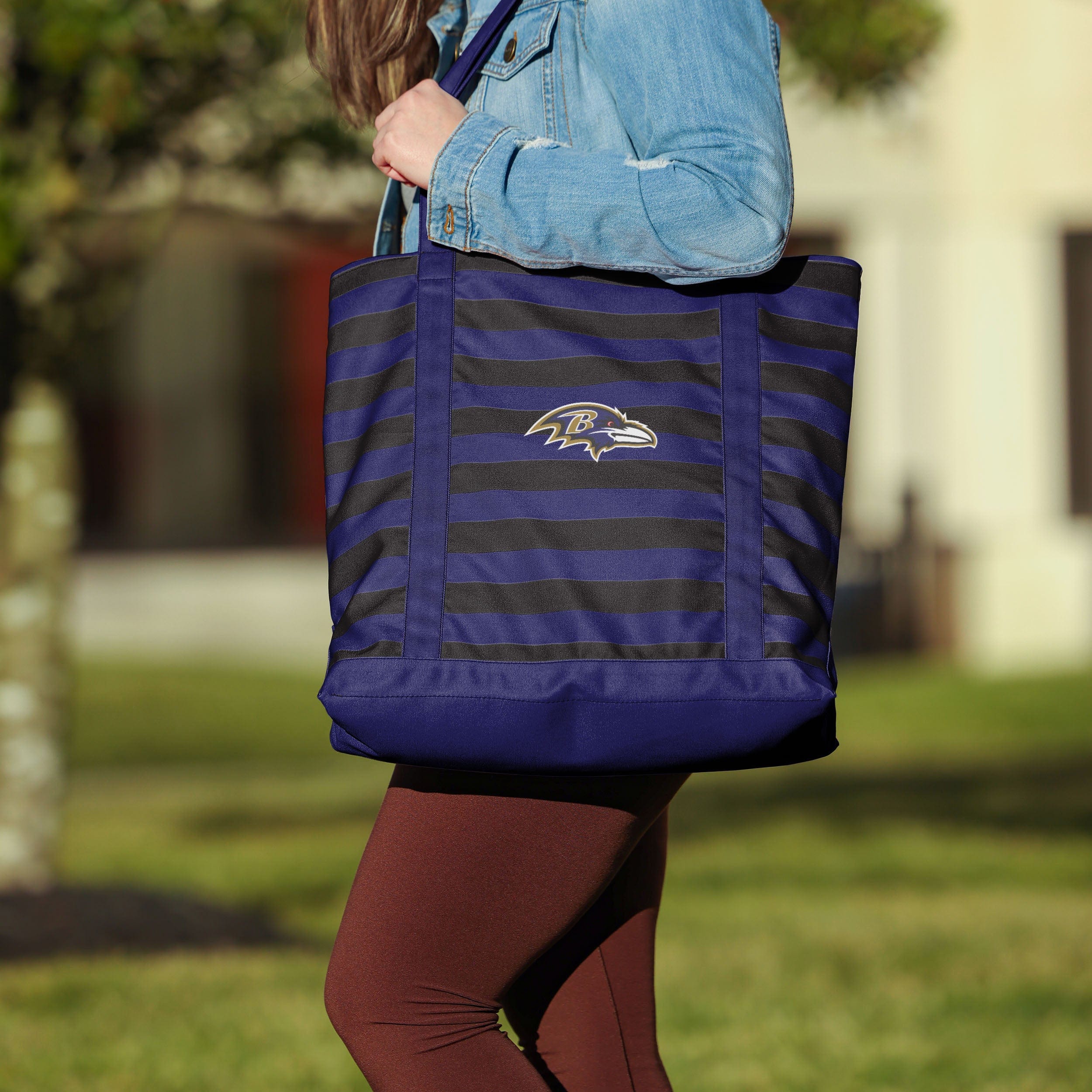 Baltimore Ravens Team Stripe Canvas Tote Bag - Show Your Fandom in Style!