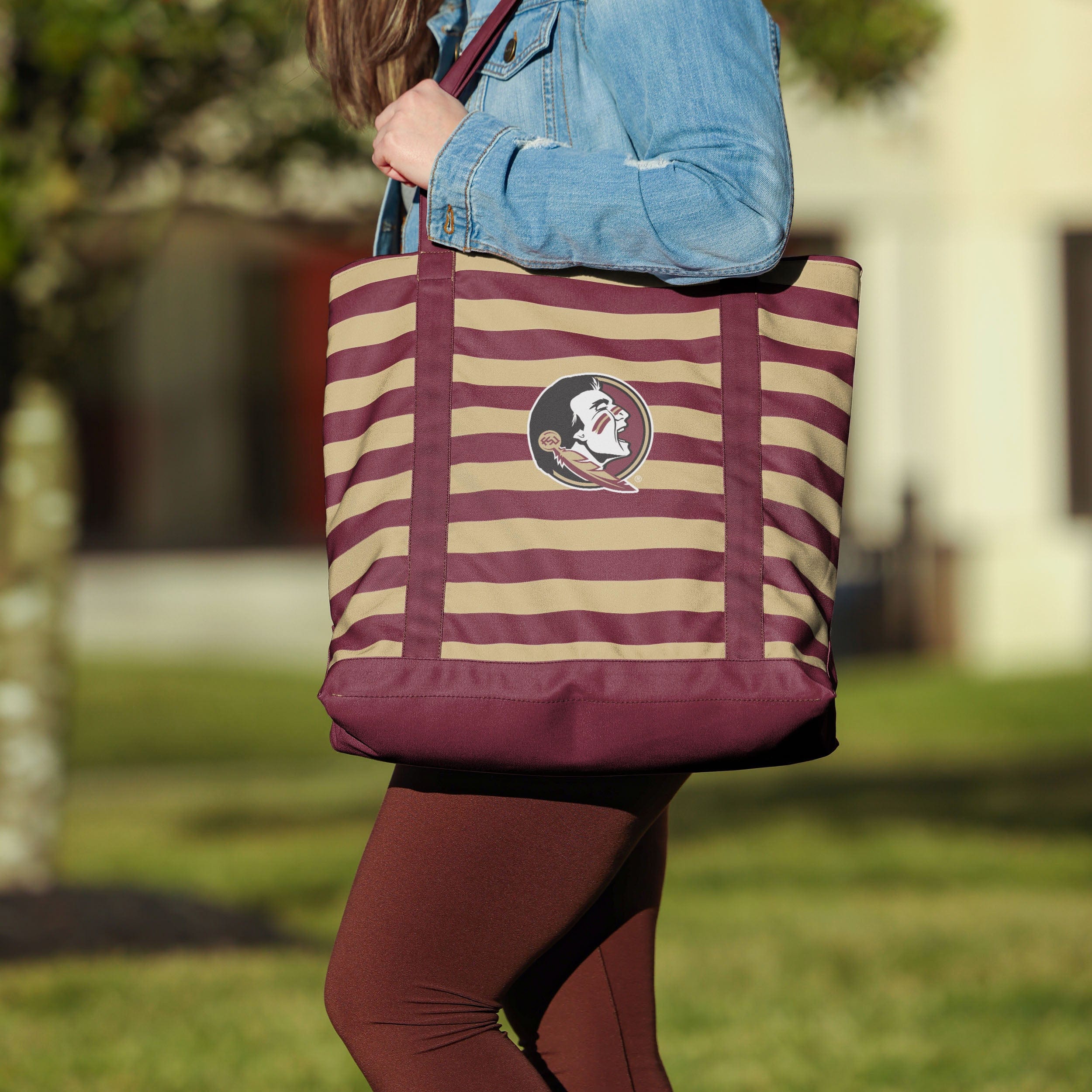 Florida State Seminoles Team Stripe Canvas Tote Bag - Show Your Fandom!