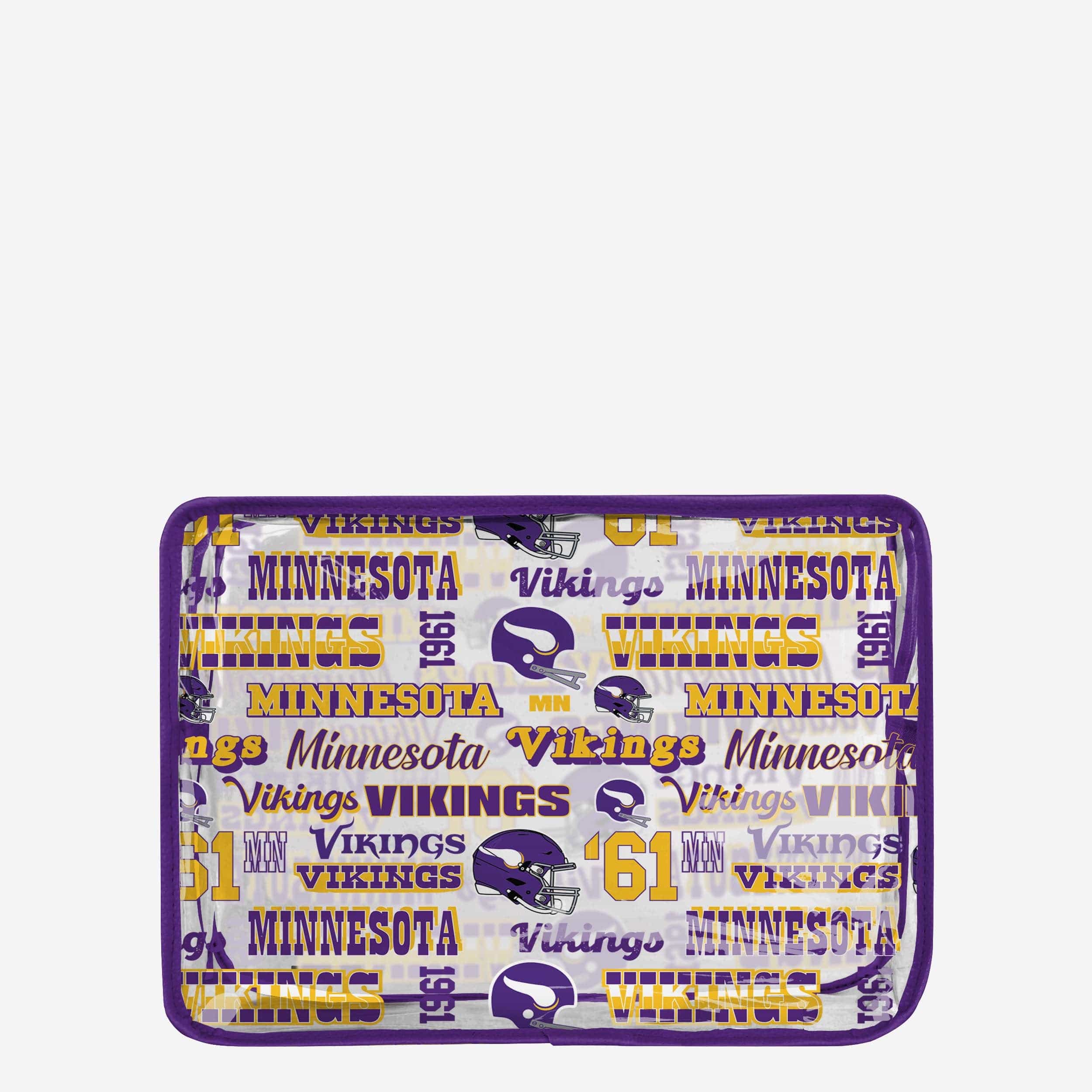 Minnesota Vikings Retro Repeat Print Clear Cosmetic Bag - Show Your Team Spirit!
