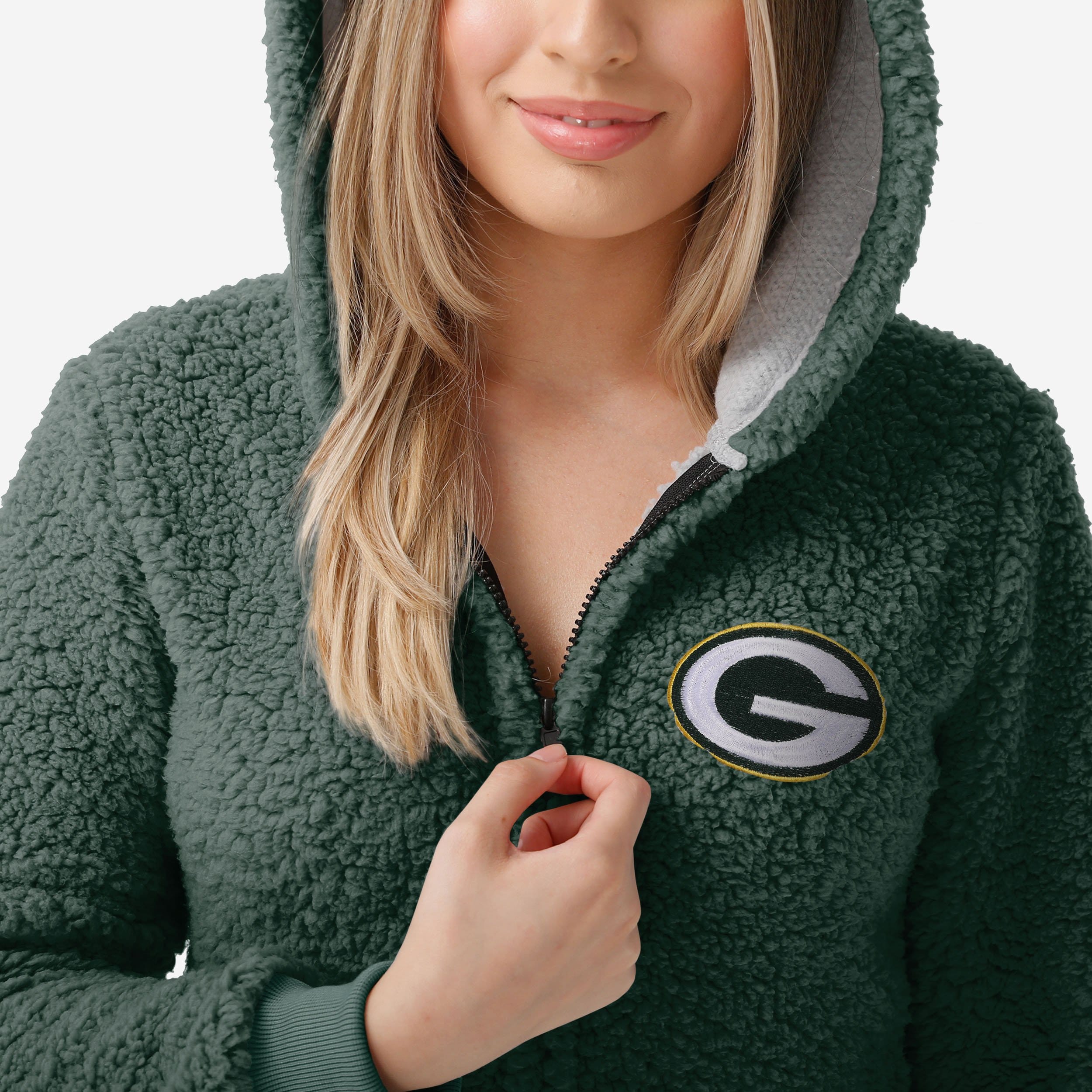 Green Bay Packers Women's Cozy Sherpa One-Piece Holiday Pajamas