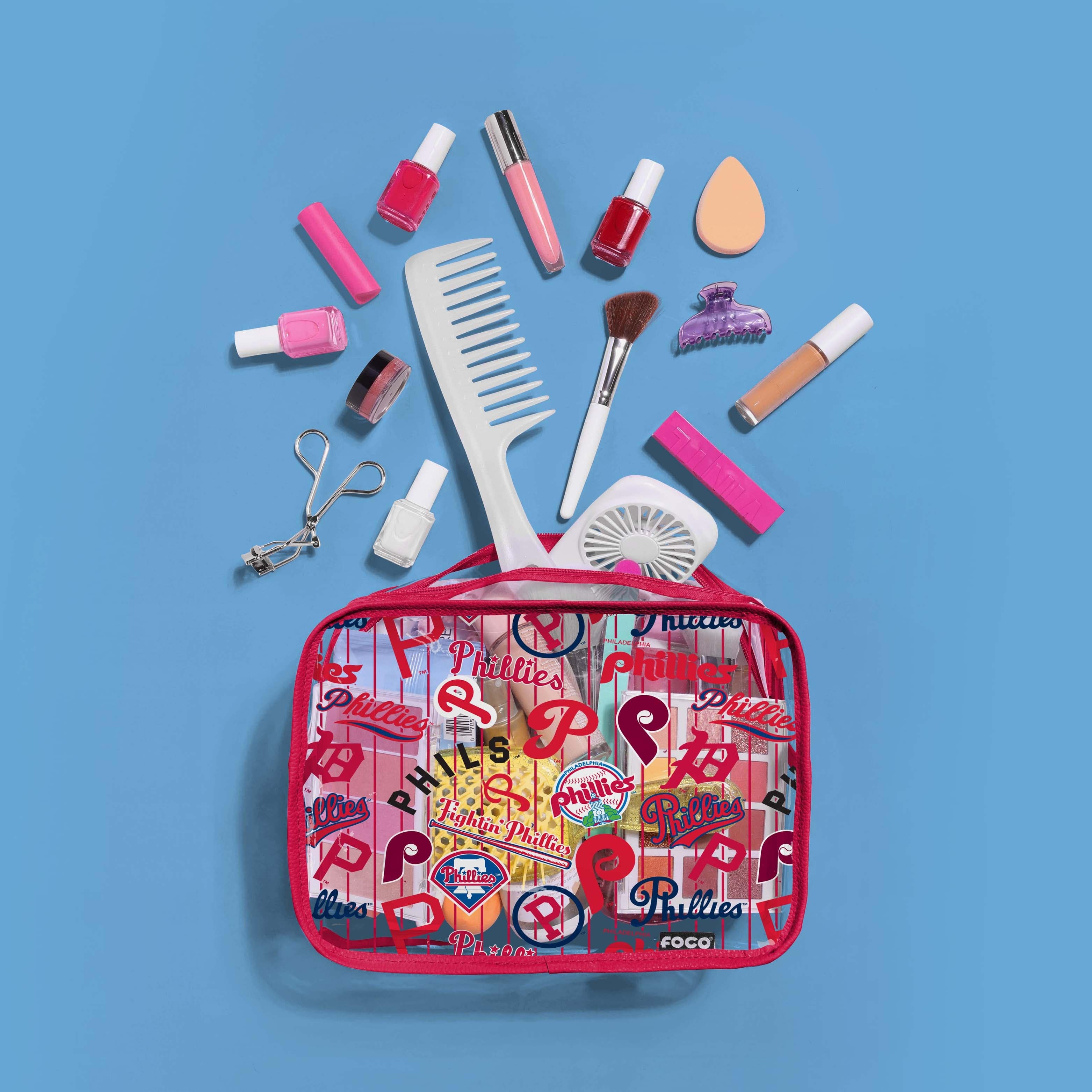 Philadelphia Phillies Retro Repeat Print Clear Cosmetic Bag - Show Your Team Spirit!