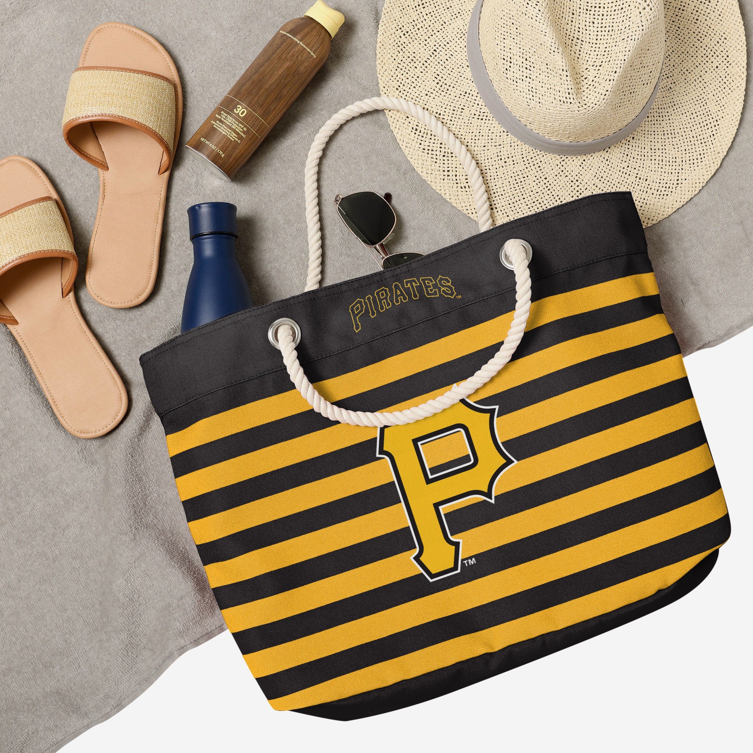 Show Your Pirates Pride with the Pittsburgh Pirates Nautical Stripe Tote Bag