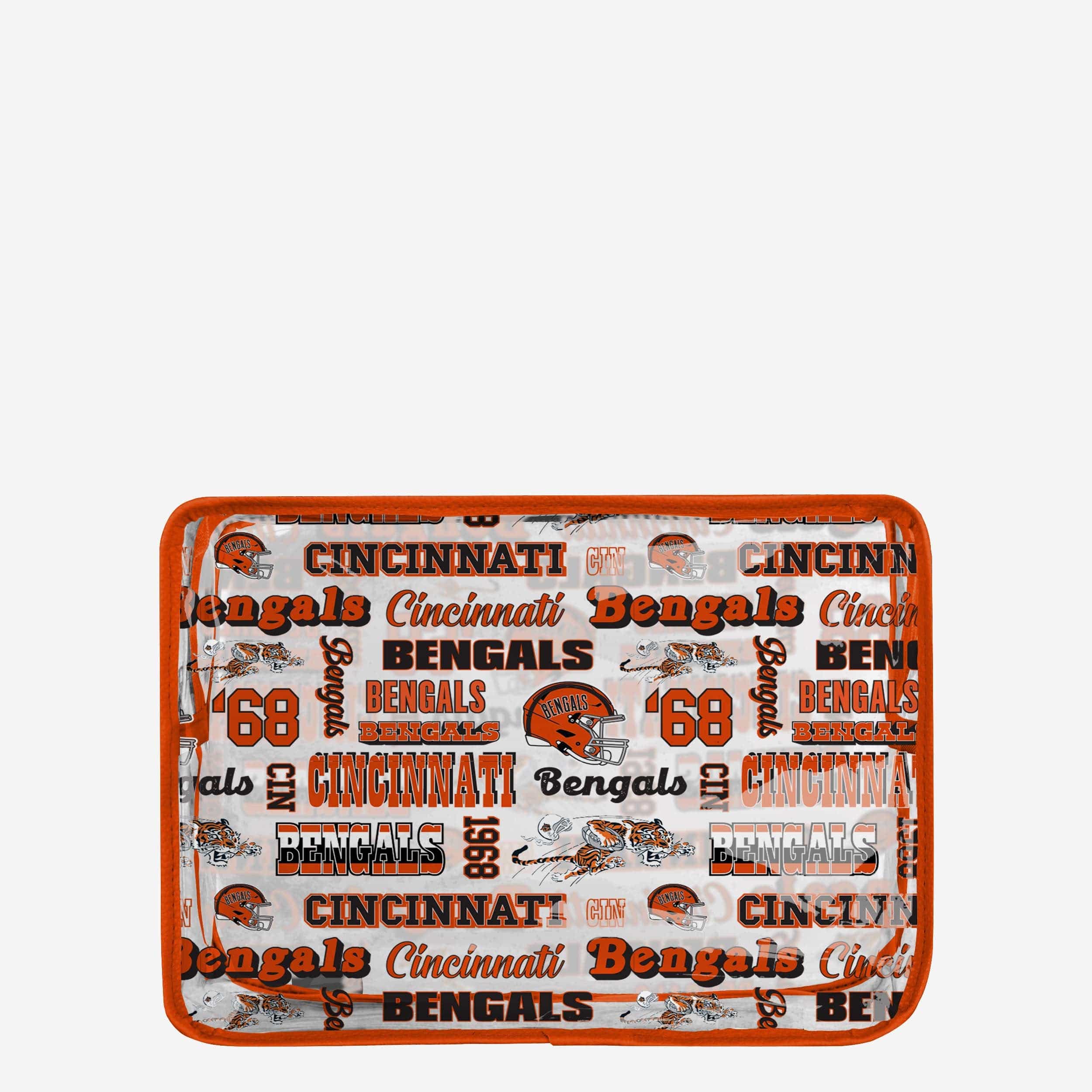 Cincinnati Bengals Retro Repeat Print Clear Cosmetic Bag - Show Your Fandom!