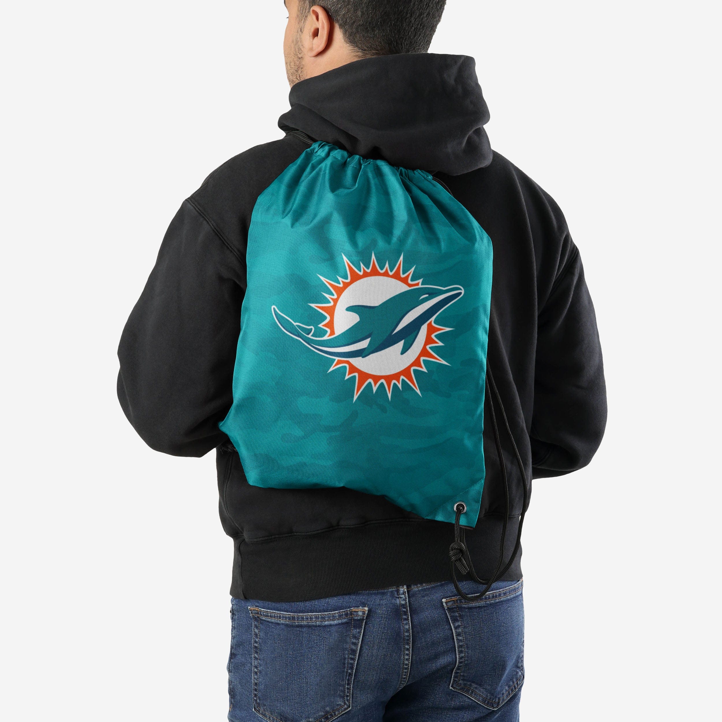 Miami Dolphins Big Logo Camo Drawstring Backpack - Stand Out in Style!
