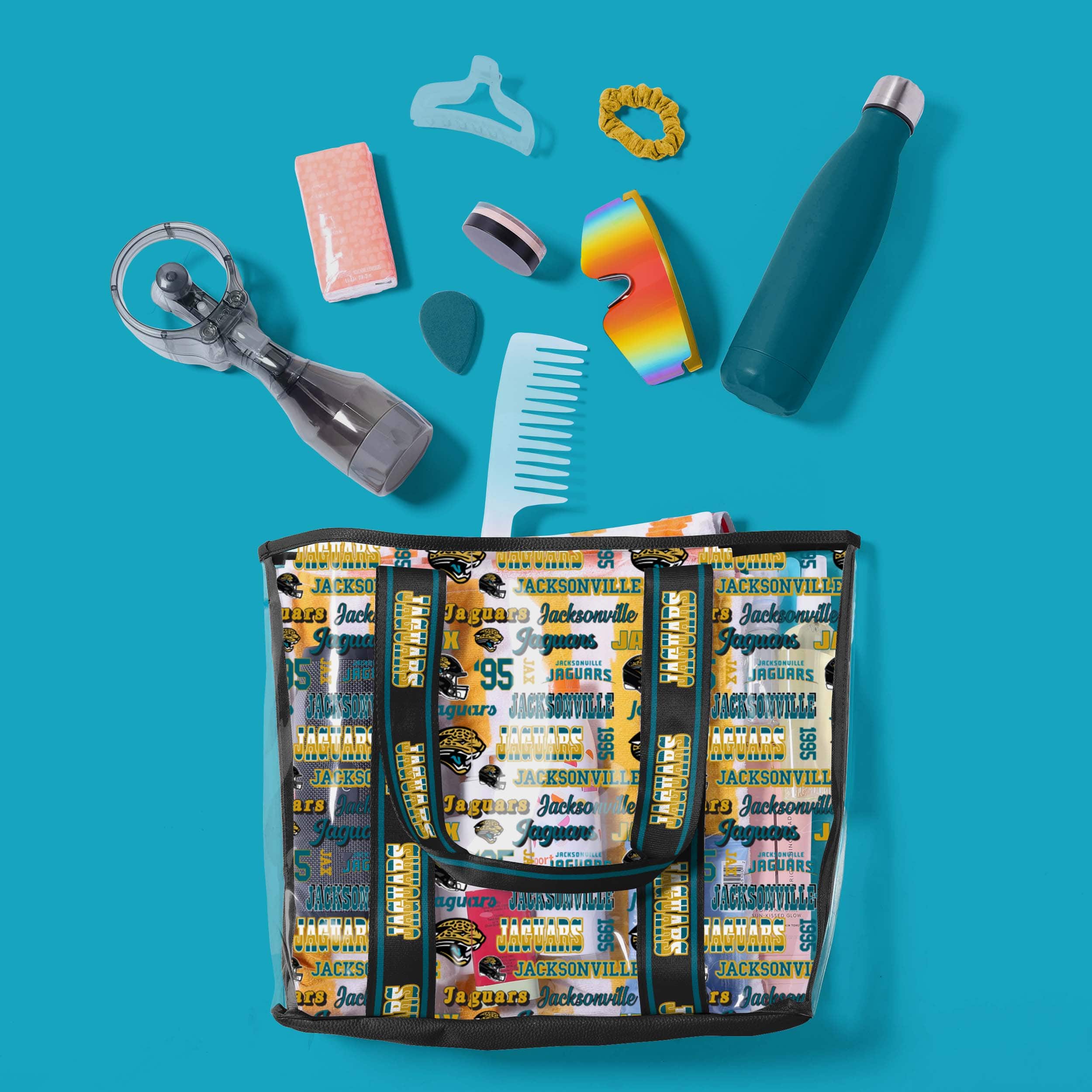 Jacksonville Jaguars Retro Print Clear Tote Bag - Show Your Fandom!