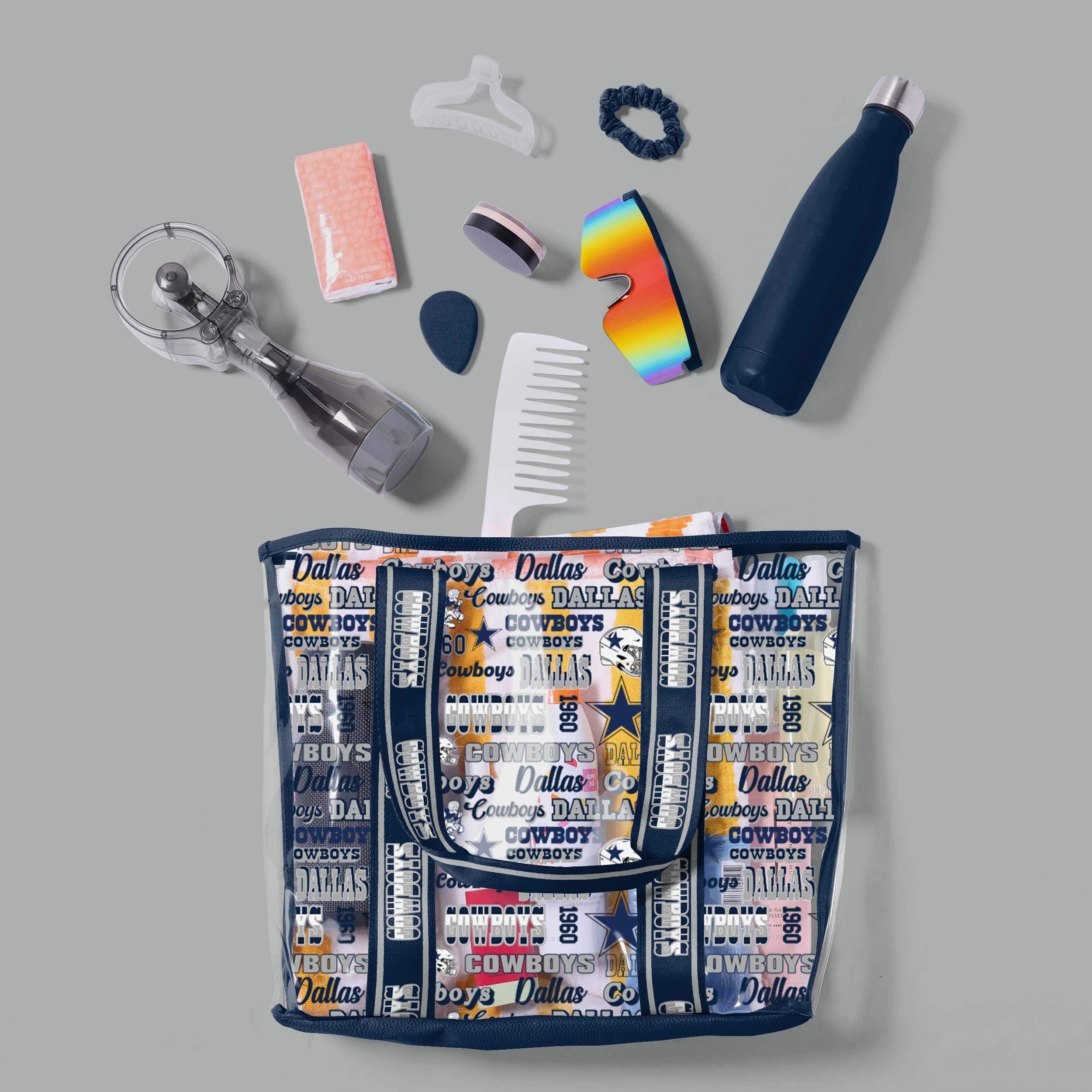 Dallas Cowboys Retro Print Clear Tote Bag: A Must - Have for Fans!