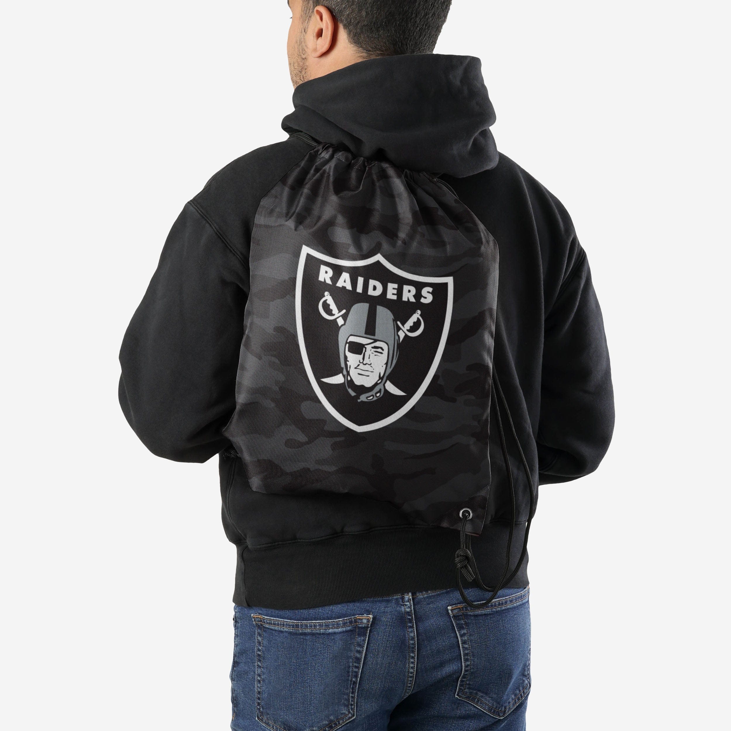 Stunning Las Vegas Raiders Big Logo Camo Drawstring Backpack - Stand Out Now!