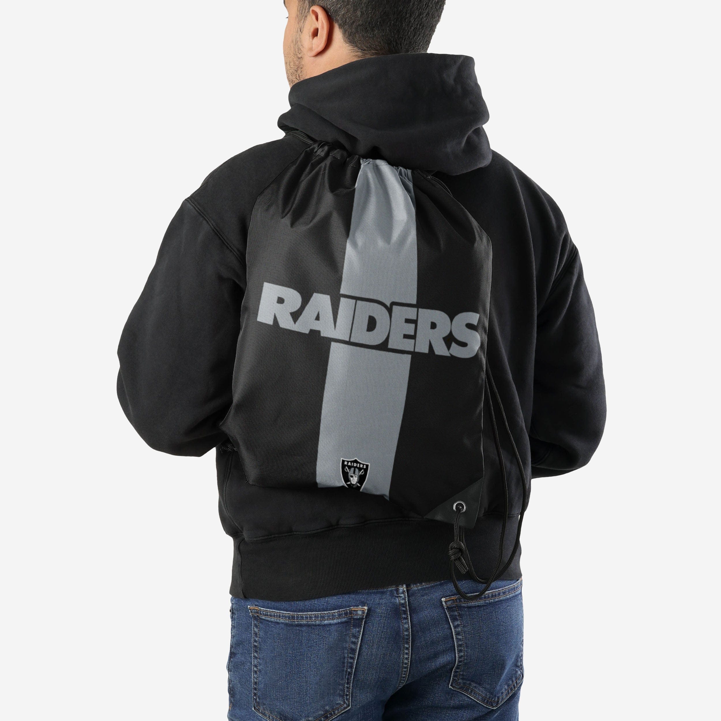 Get Hyped! Las Vegas Raiders Team Stripe Wordmark Drawstring Backpack
