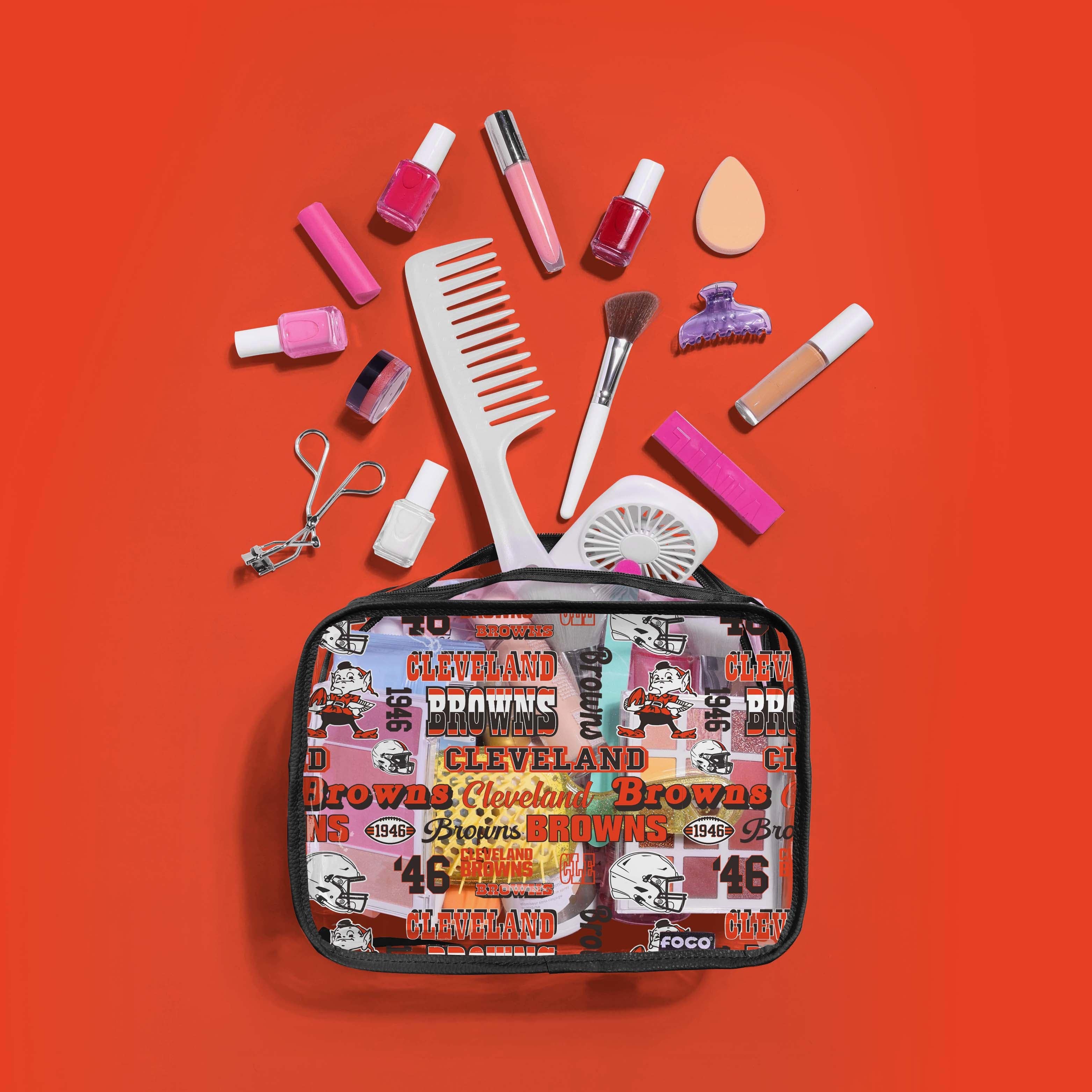 Cleveland Browns Retro Print Clear Cosmetic Bag - Show Your Fandom!