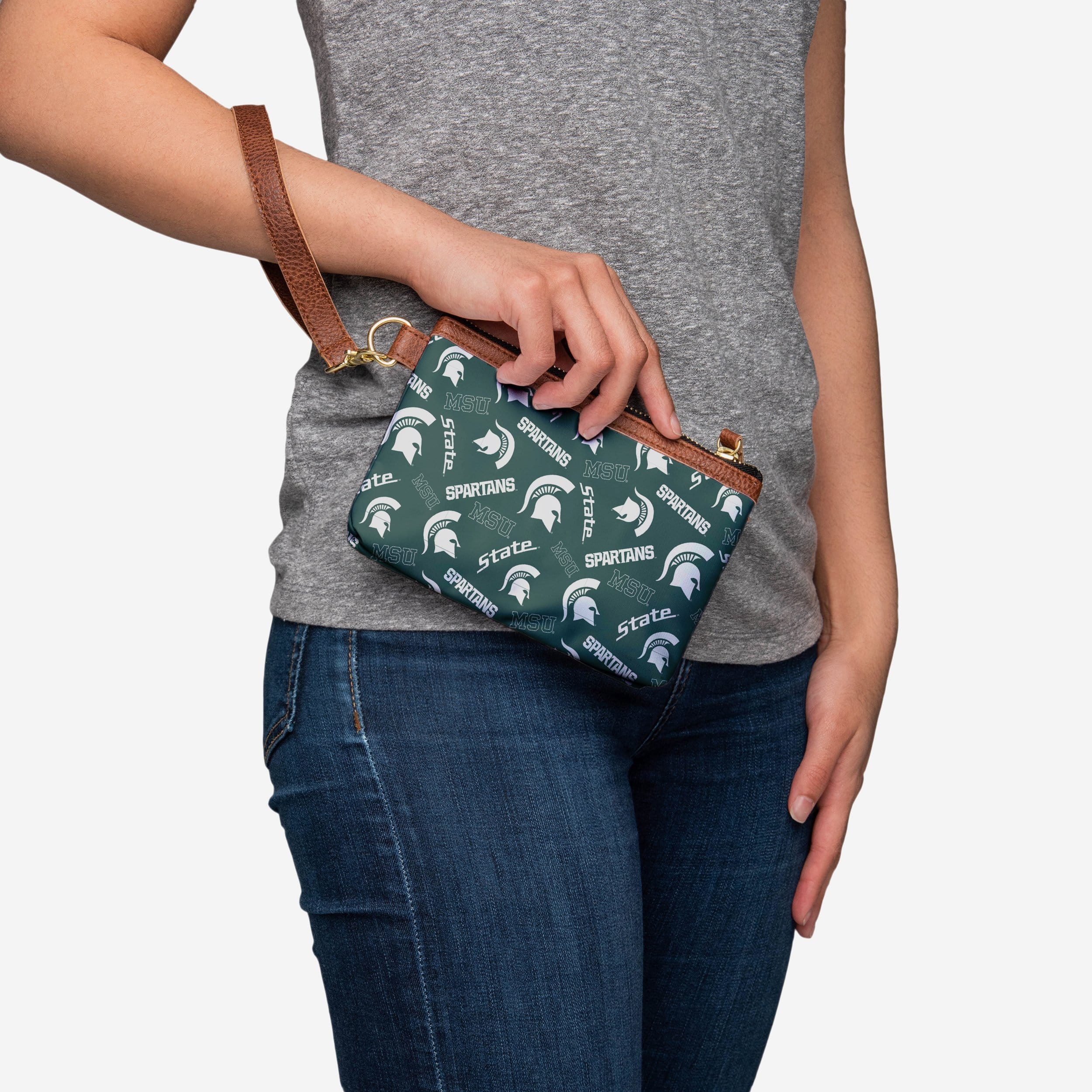 Michigan State Spartans Stylish Repeat Logo Wristlet - Show Your Team Spirit!