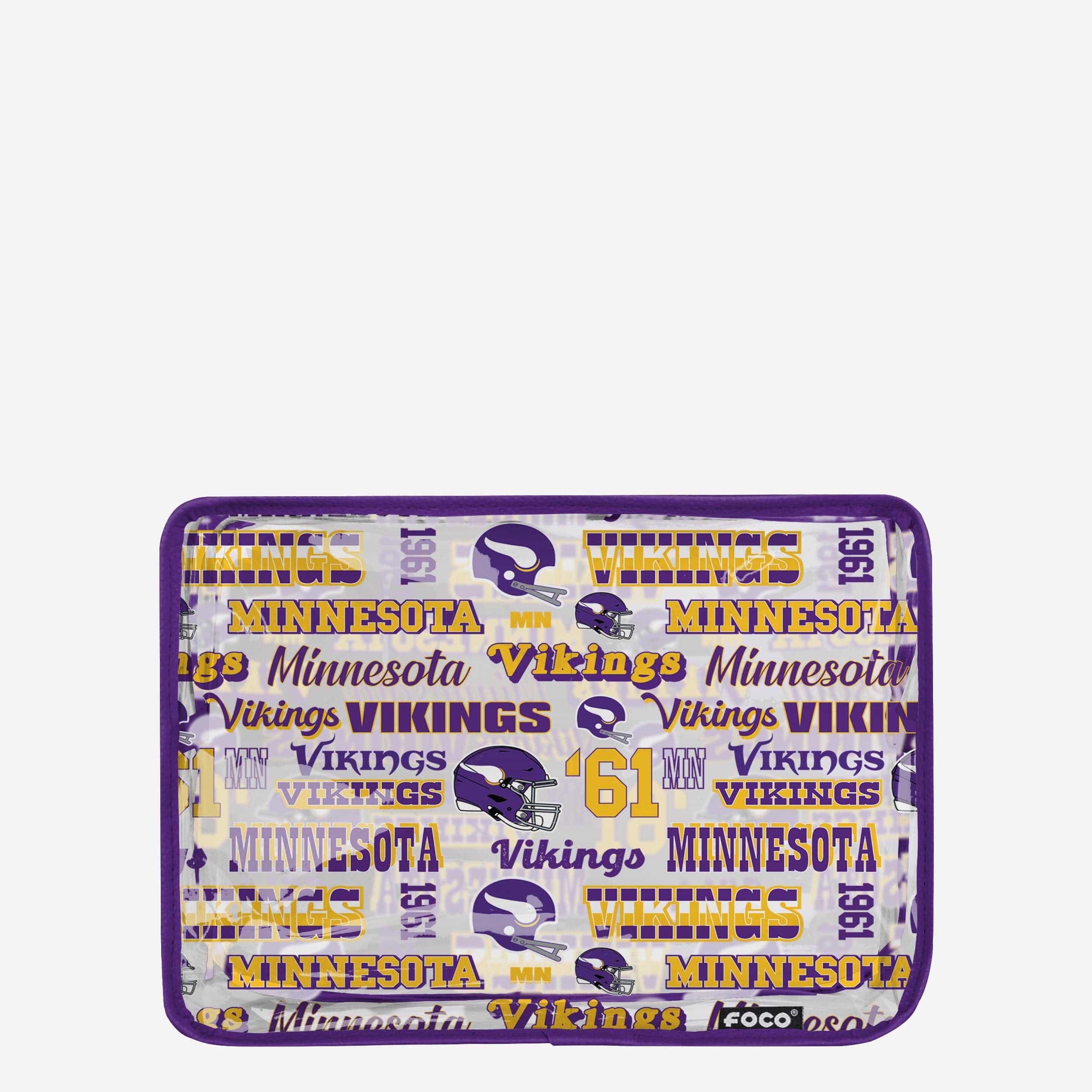 Minnesota Vikings Retro Repeat Print Clear Cosmetic Bag - Show Your Team Spirit!