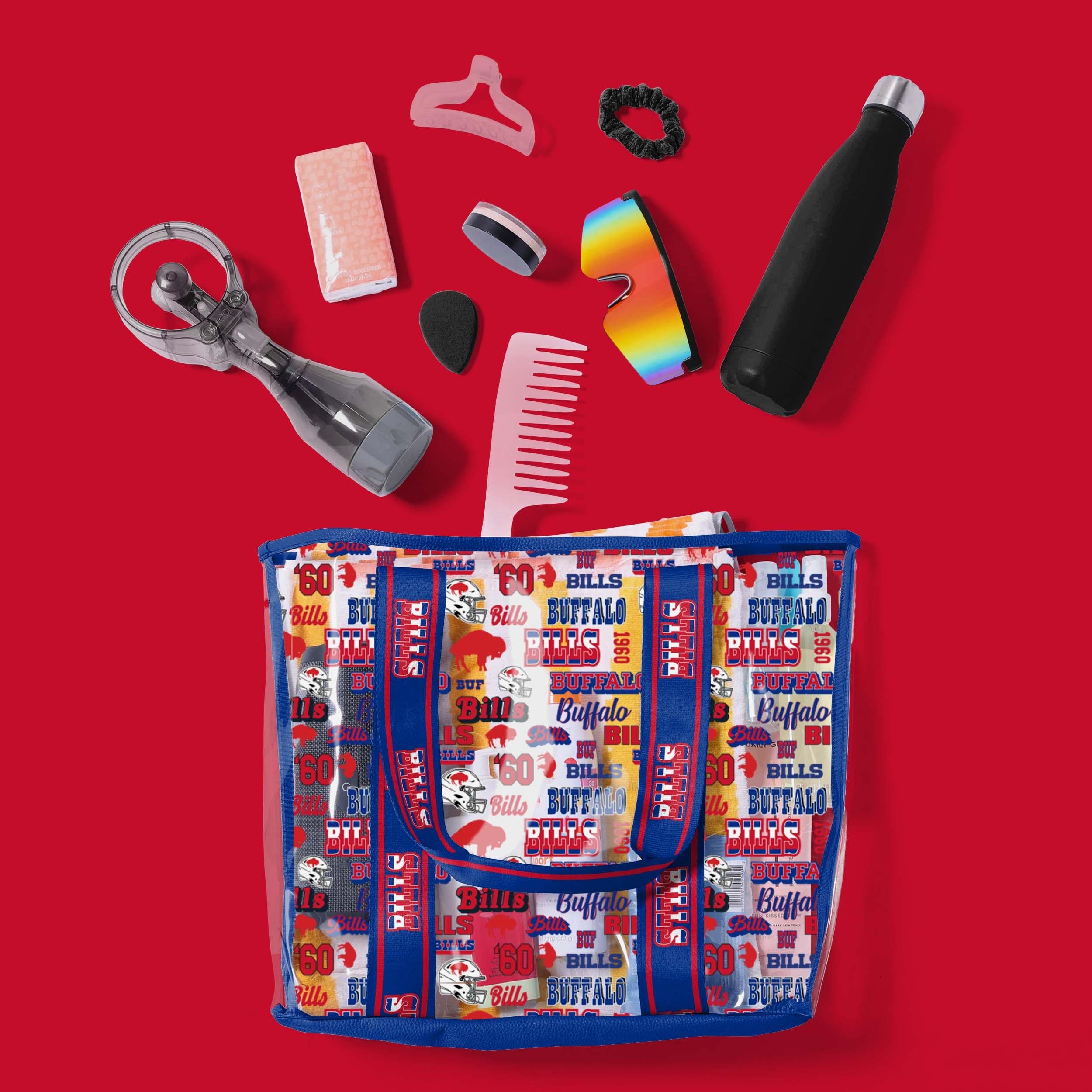 Buffalo Bills Retro Print Clear Tote Bag - Showcase Your Fandom!