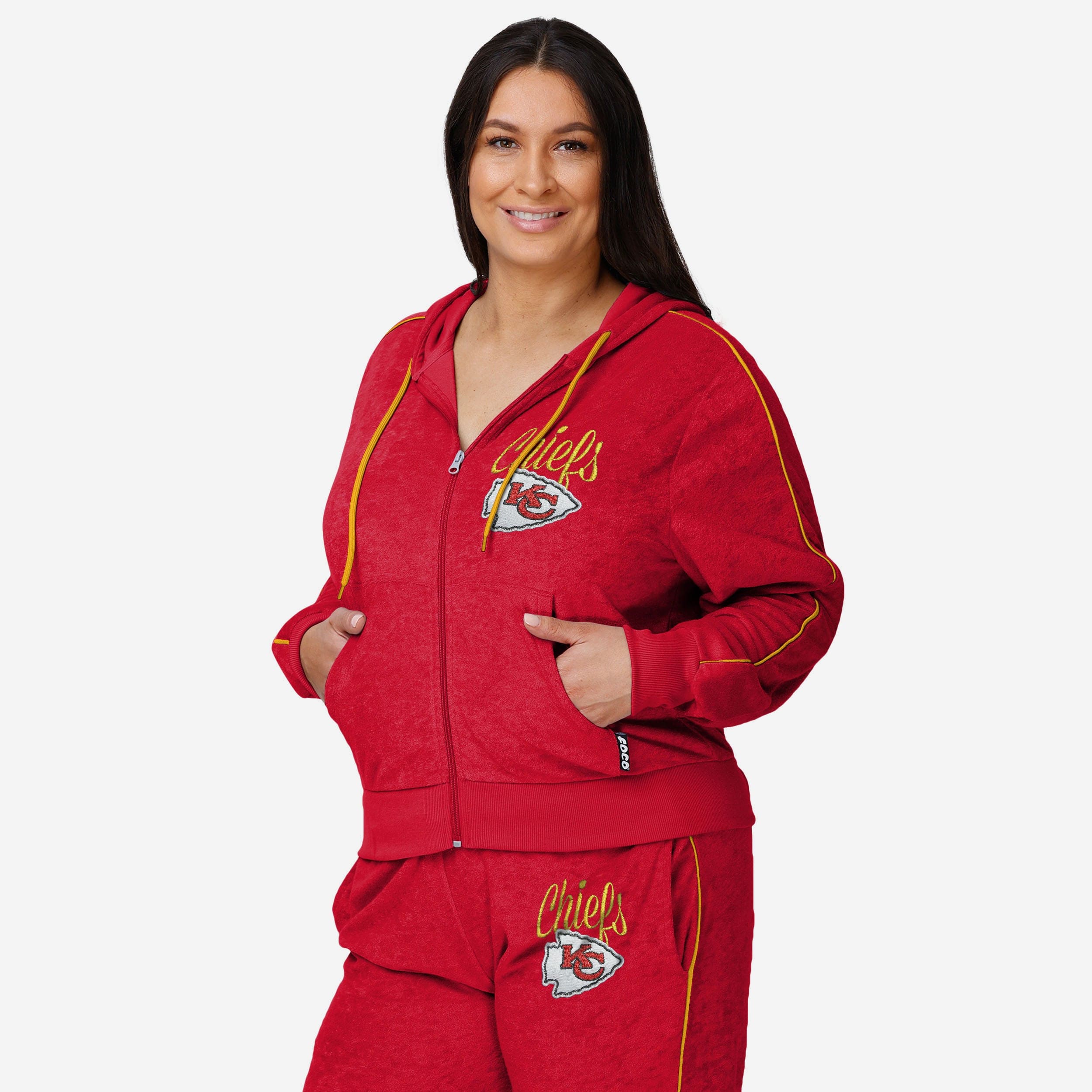 Kansas City Chiefs Women's Cozy Terry Knit Zip-Up Top - Show Your Team Spirit!