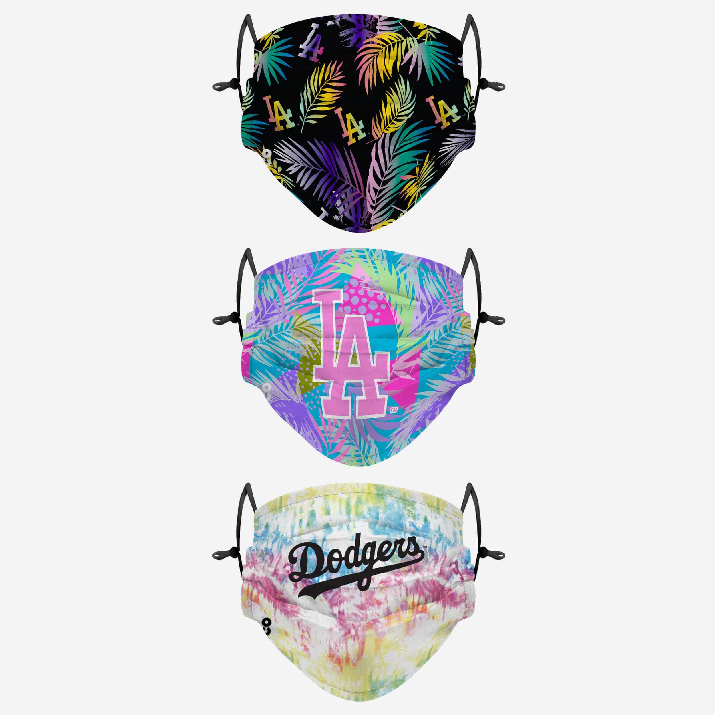 Los Angeles Dodgers Neon Floral Face Covers - 3 Pack